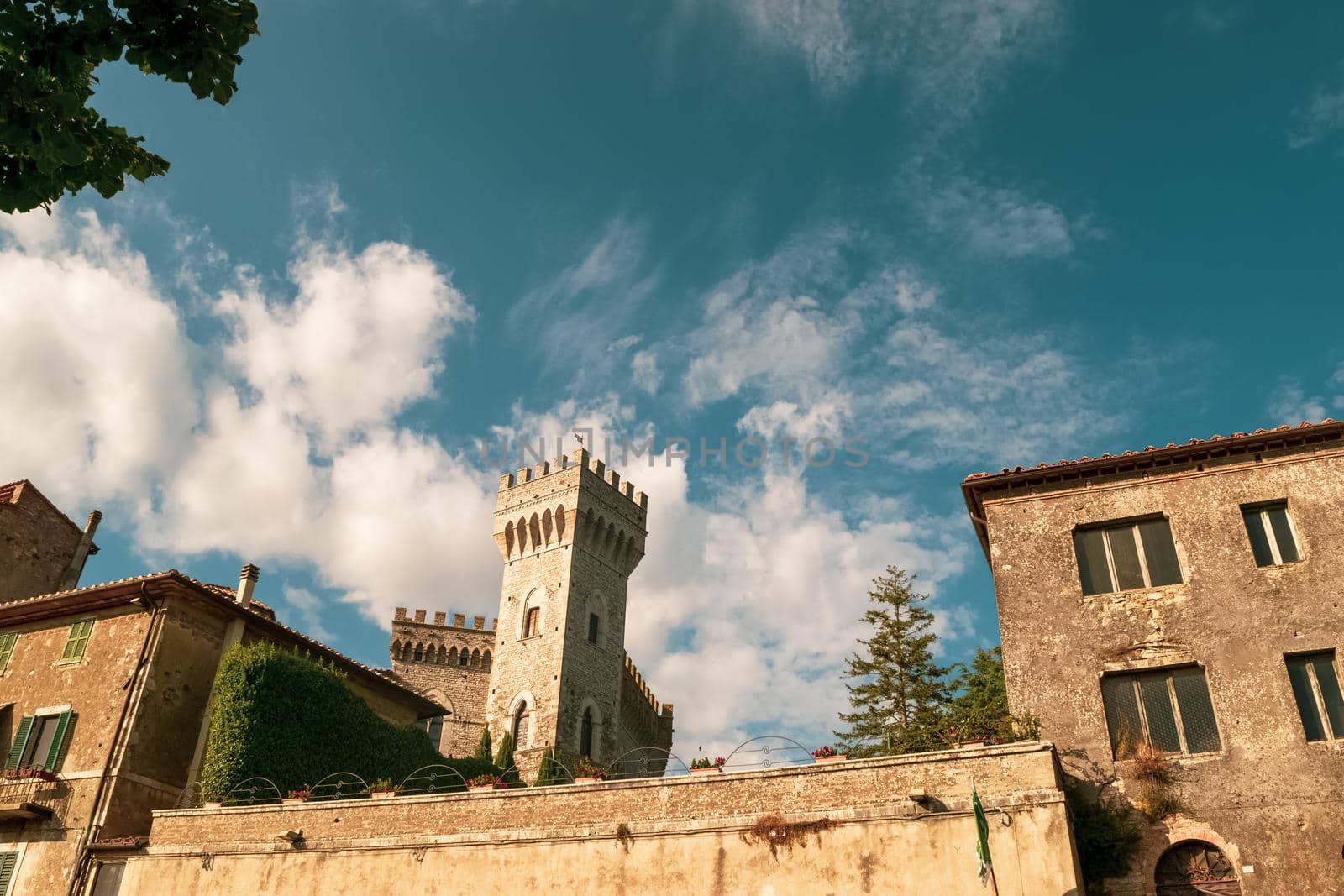 View of the famous Castle of San Casciano dei Bagni, Siena, Tuscany, Italy.