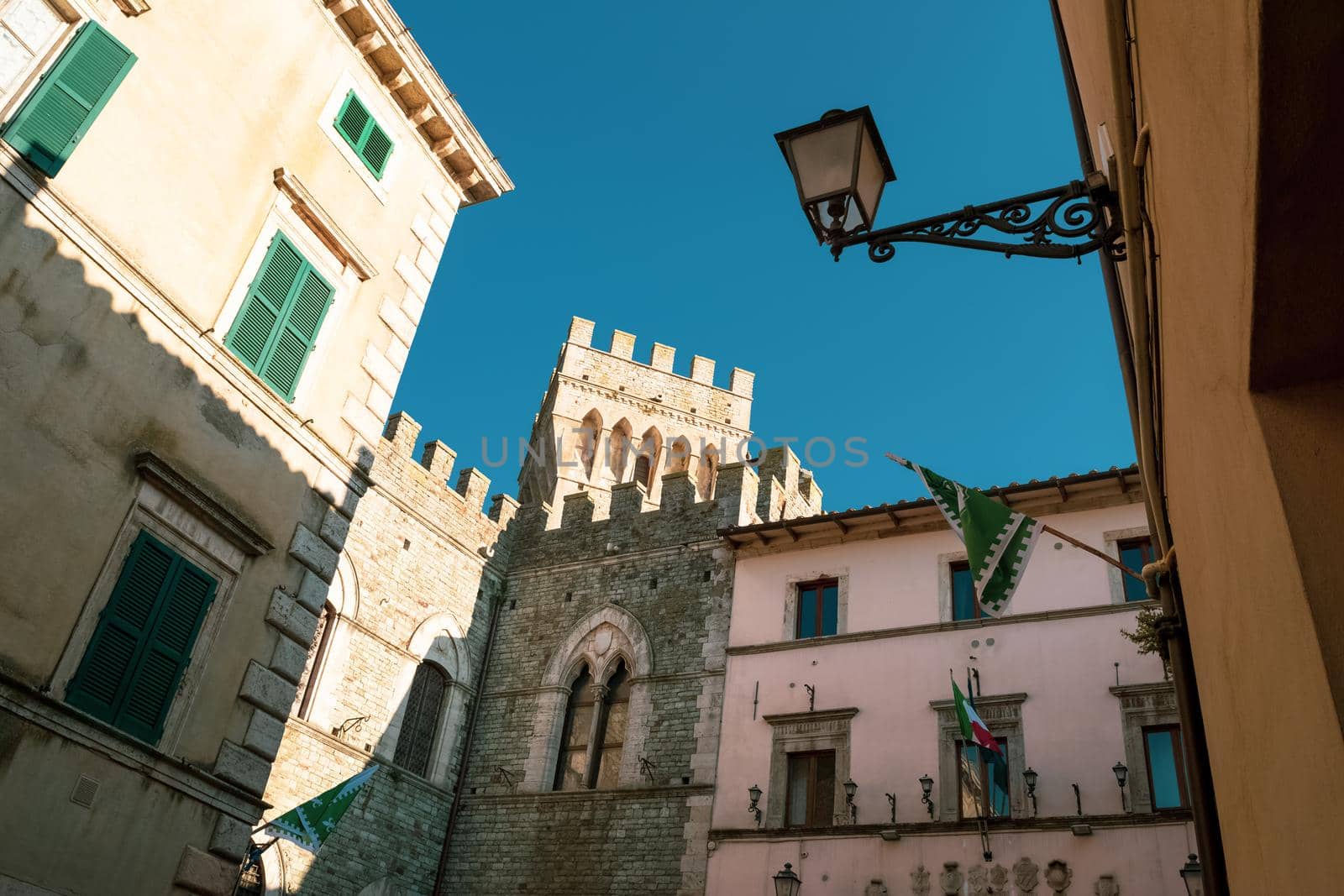 View of the famous Castle of San Casciano dei Bagni, Siena, Tuscany, Italy.