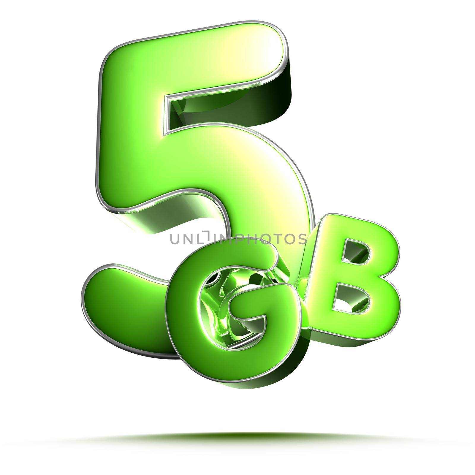 5 Gb green 3D illustration on white background with clipping path. by thitimontoyai