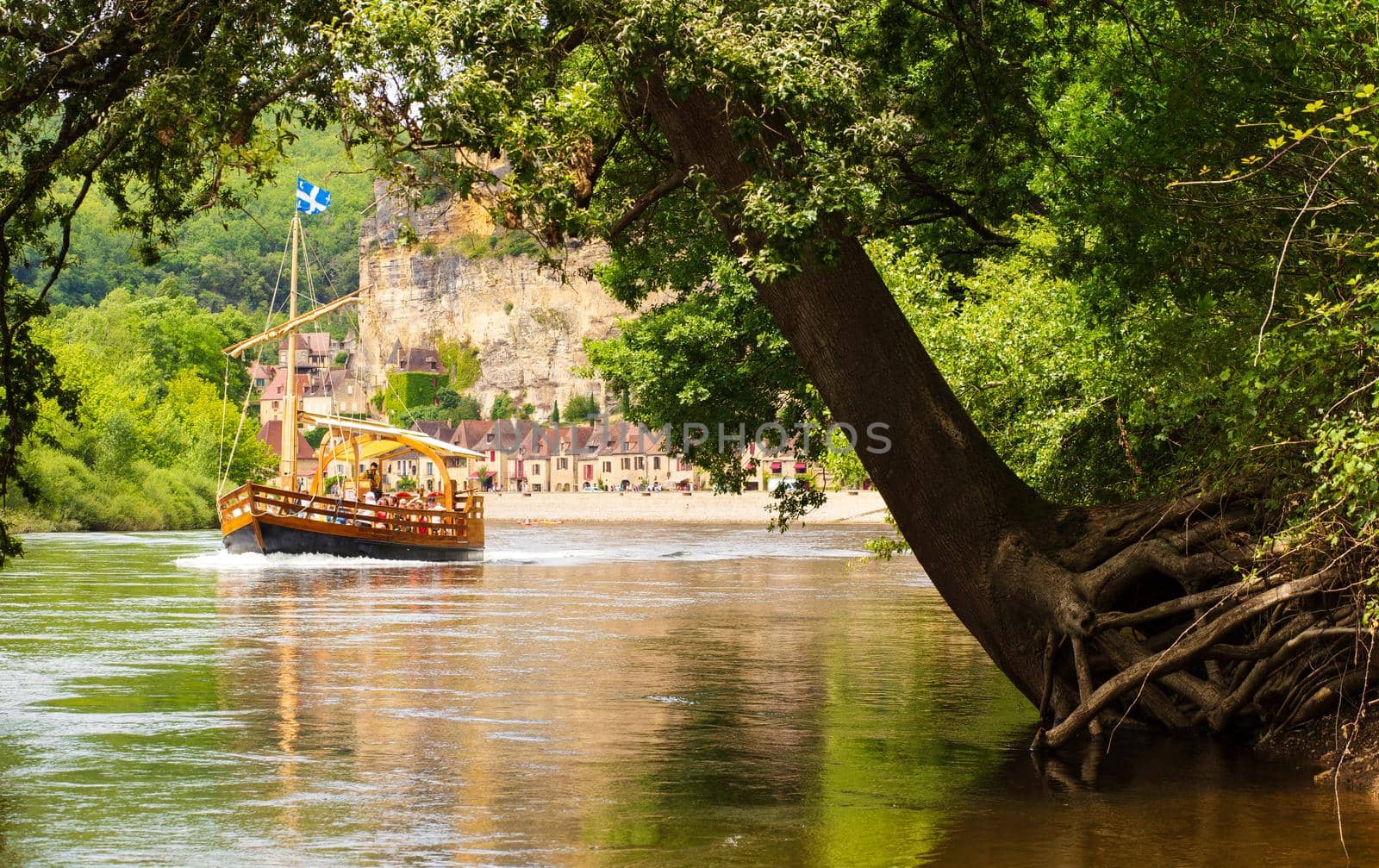 La Roque-Gageac village in France from Dordogne river, Nouvelle-Aquitaine, France