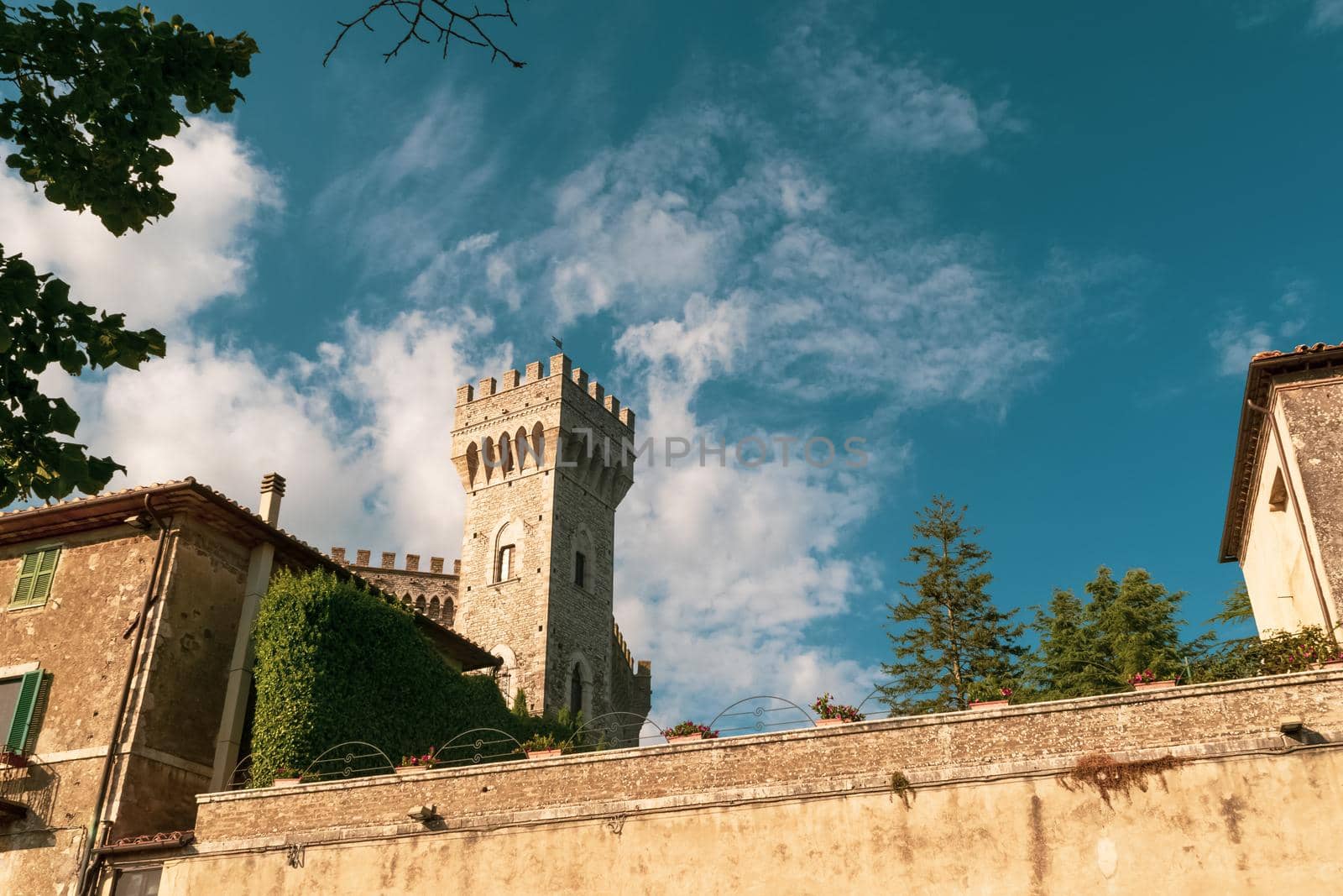 View of the famous Castle of San Casciano dei Bagni by silentstock639