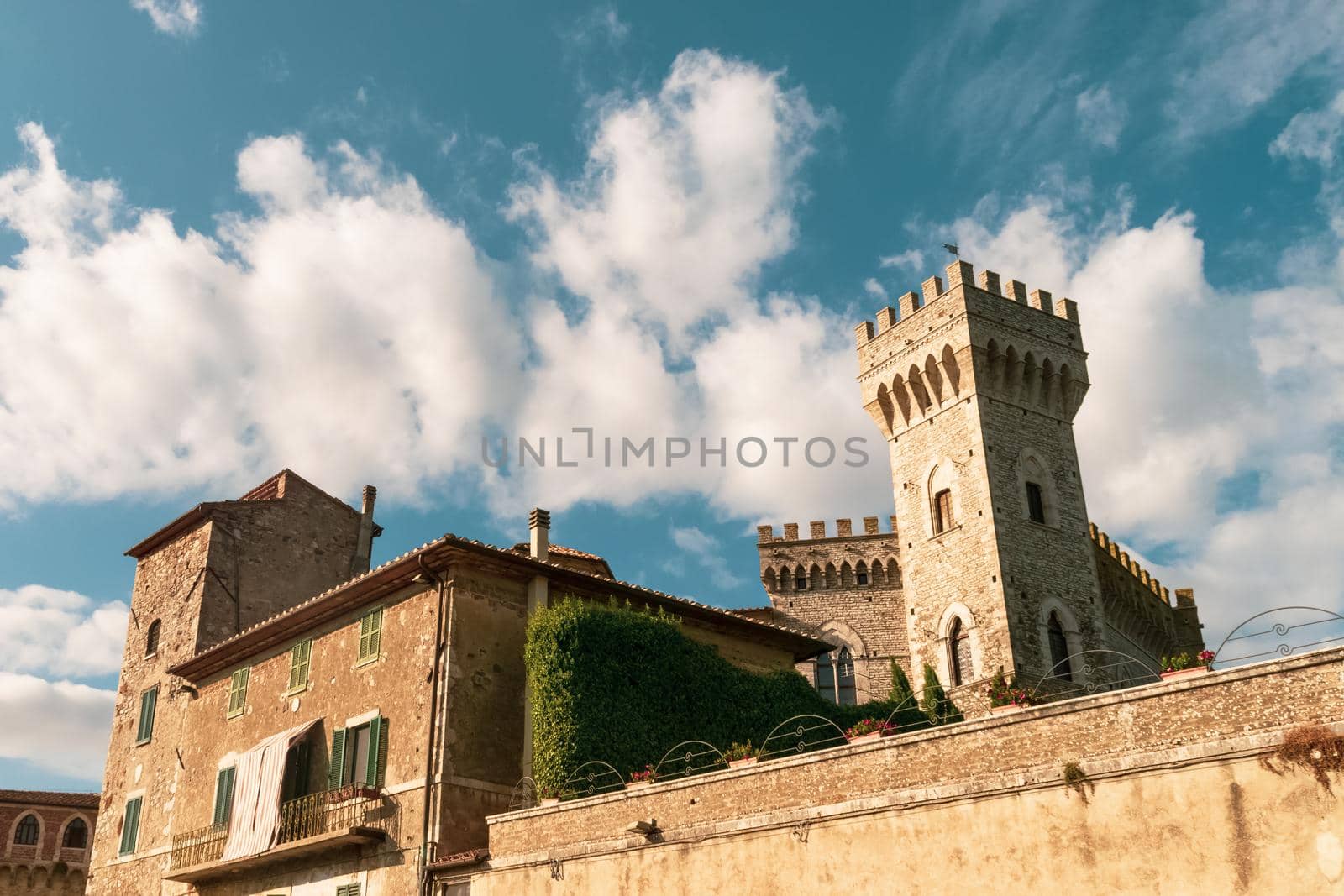 View of the famous Castle of San Casciano dei Bagni, Siena, Tuscany, Italy.