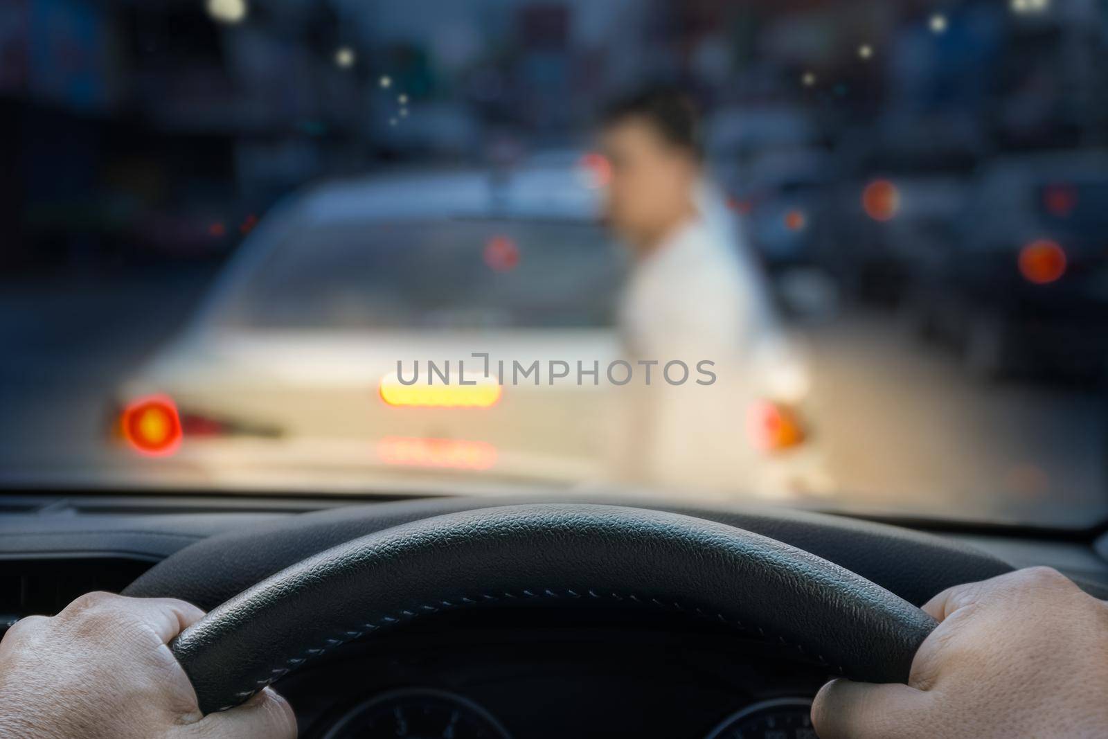 car emergency brake saved a life pesdestrian runs across street.