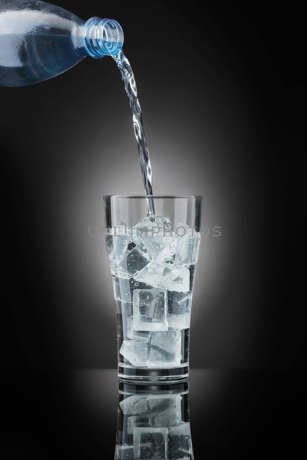 drinking water,on dark background