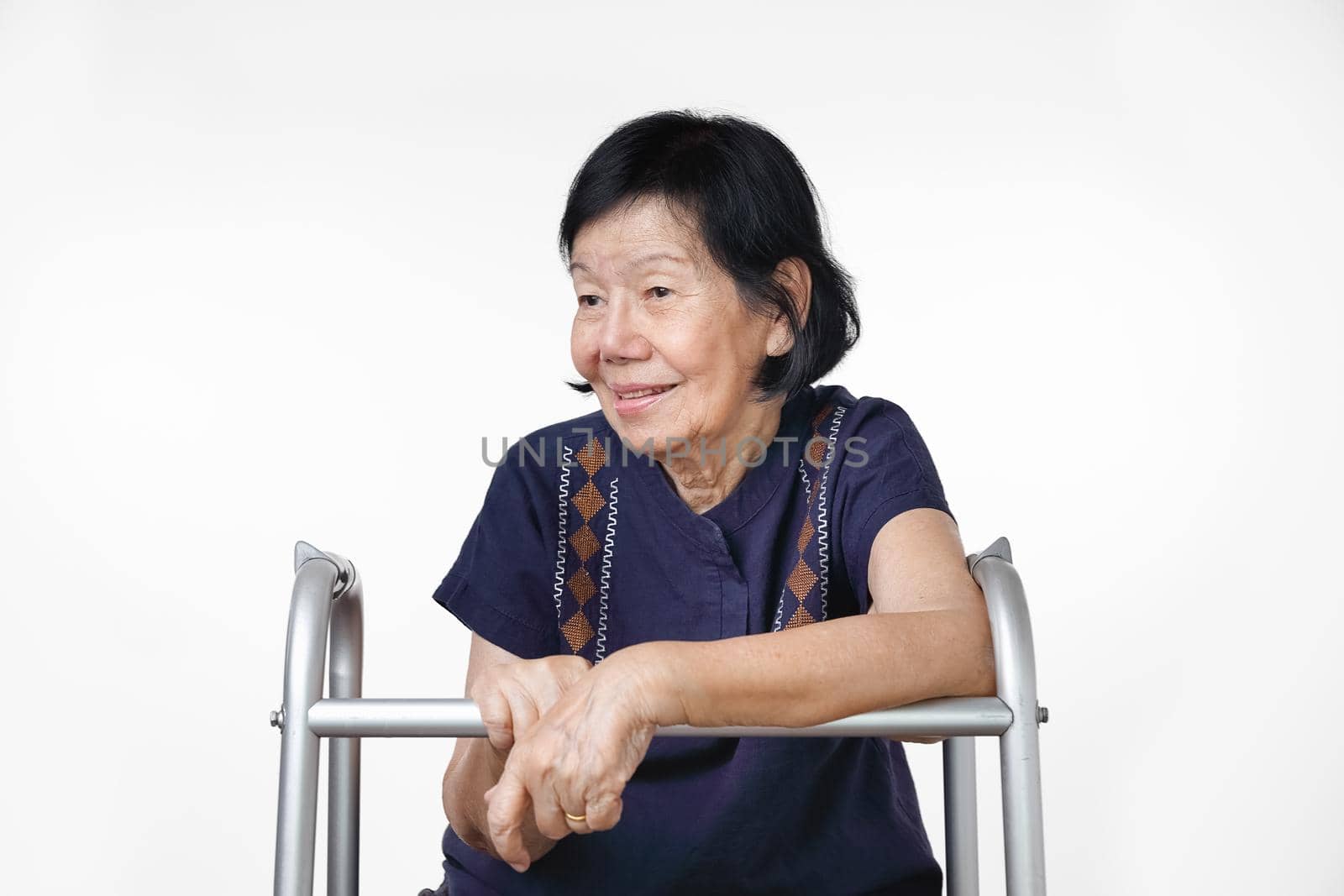 Happy asian woman relaxing at home , isolate on white background.