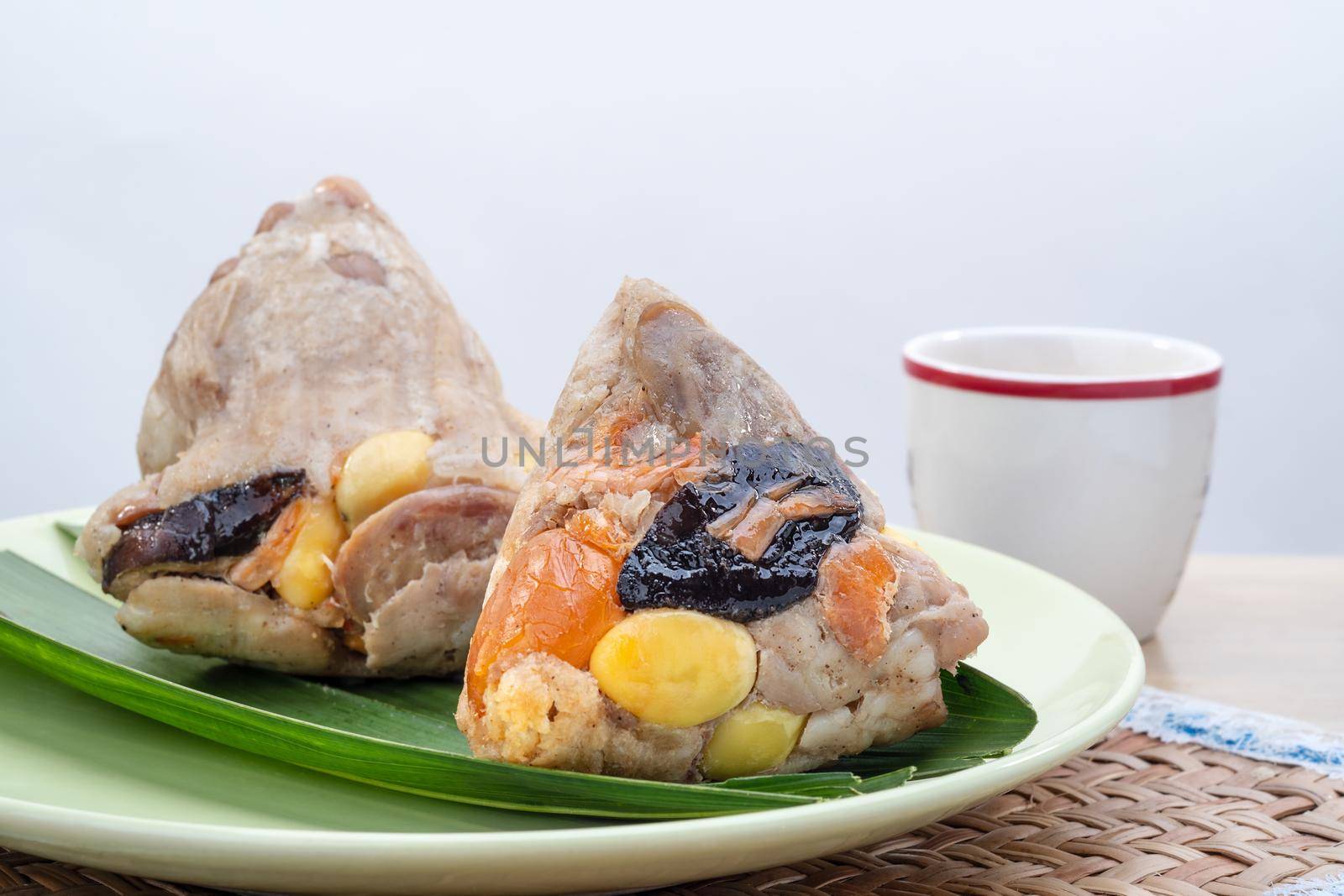 Rice dumplings or zongzi with tea by toa55