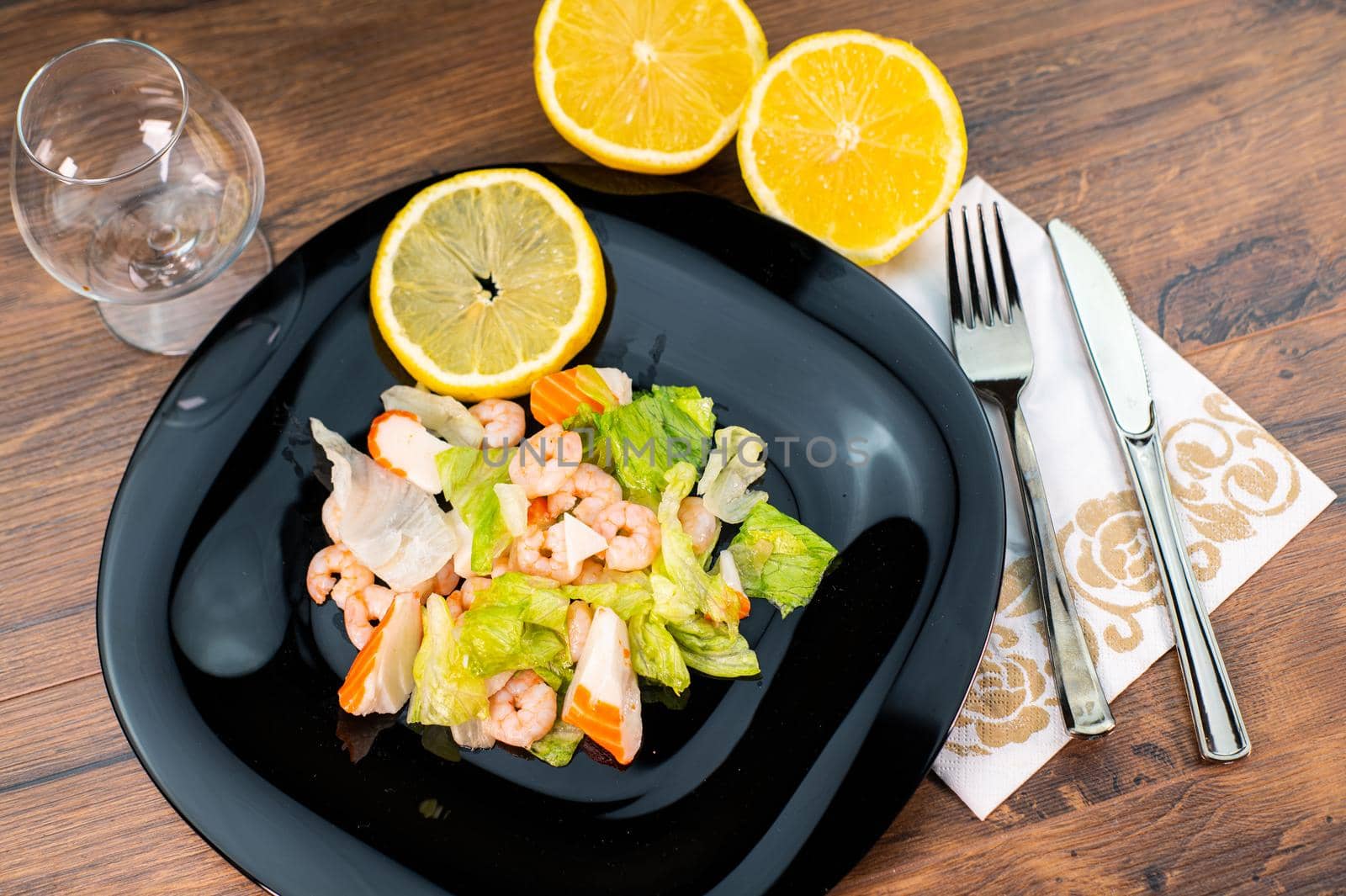 seafood salad composition with shrimps and surimi by carfedeph