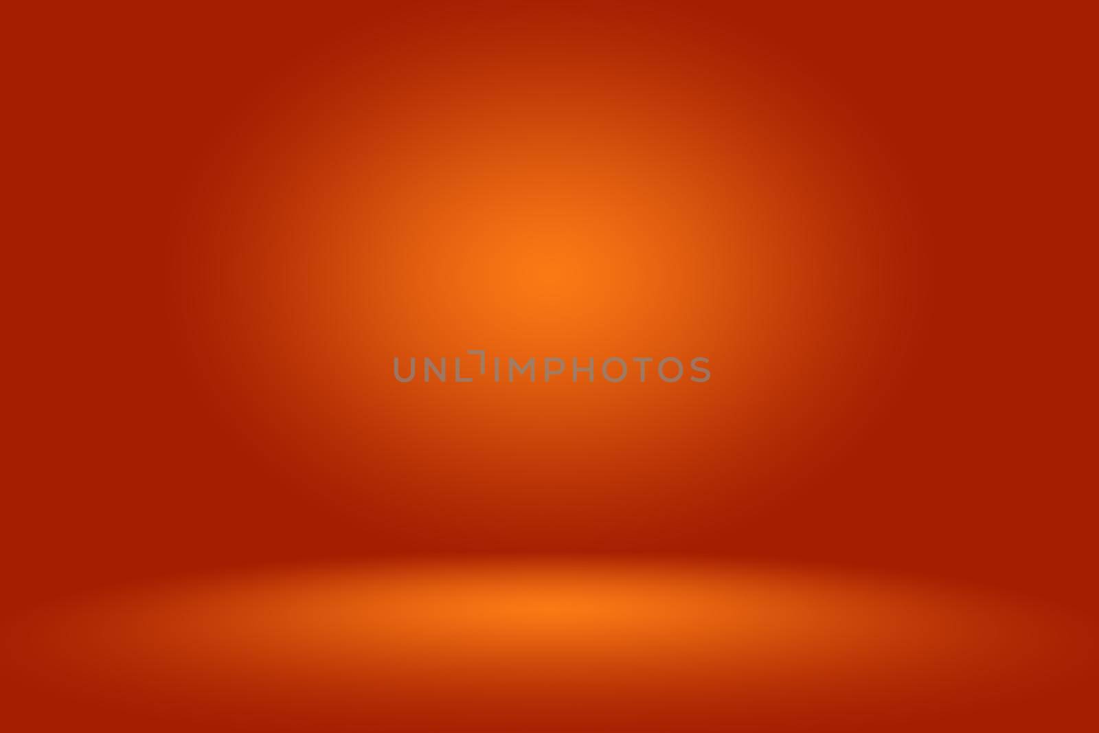 Abstract mockup smooth orange gradient studio room wall background. by Benzoix