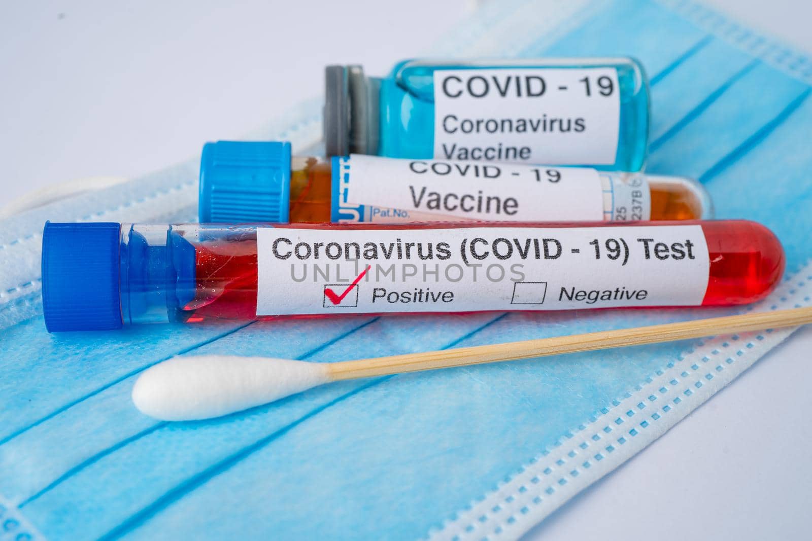 COVID-19 virus or Coronavirus sample blood test tube in laboratory of hospital. by pamai