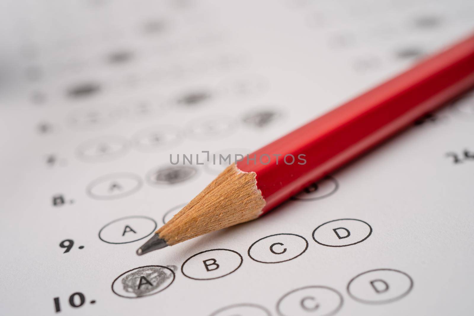 Answer sheets with Pencil drawing fill to select choice, education concept by pamai