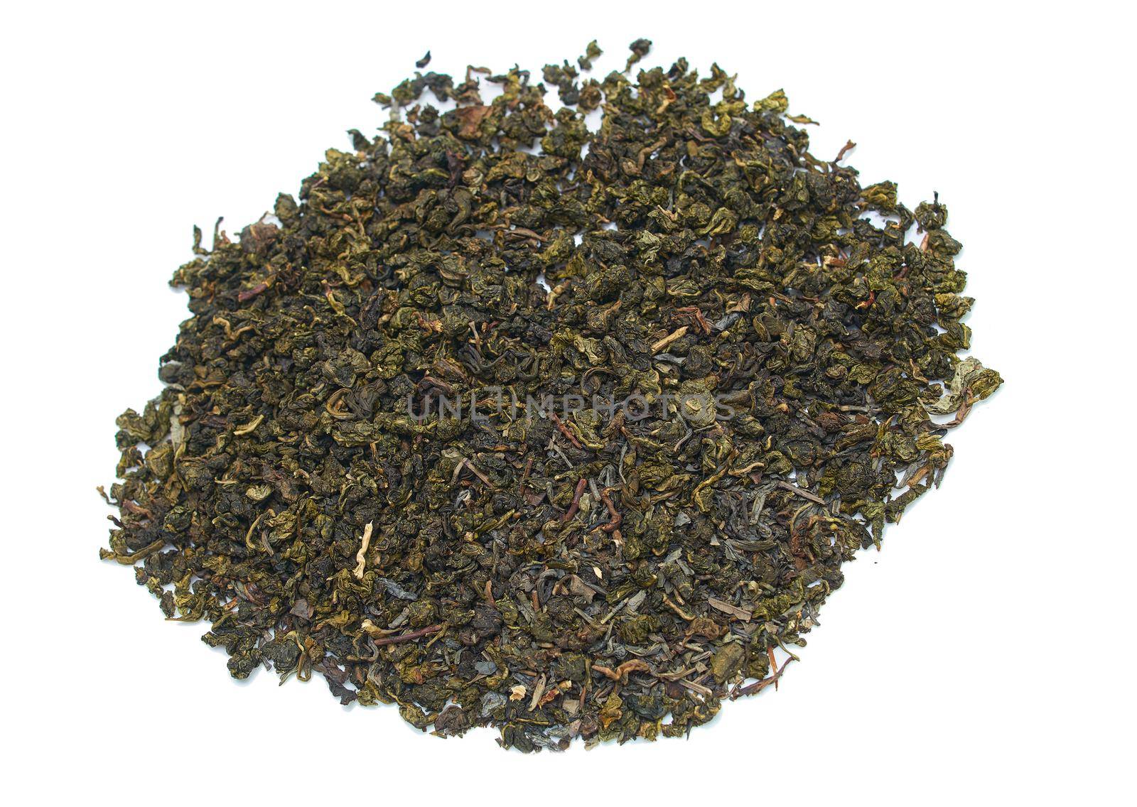 Milk oolong tea isolated on white background and close-up