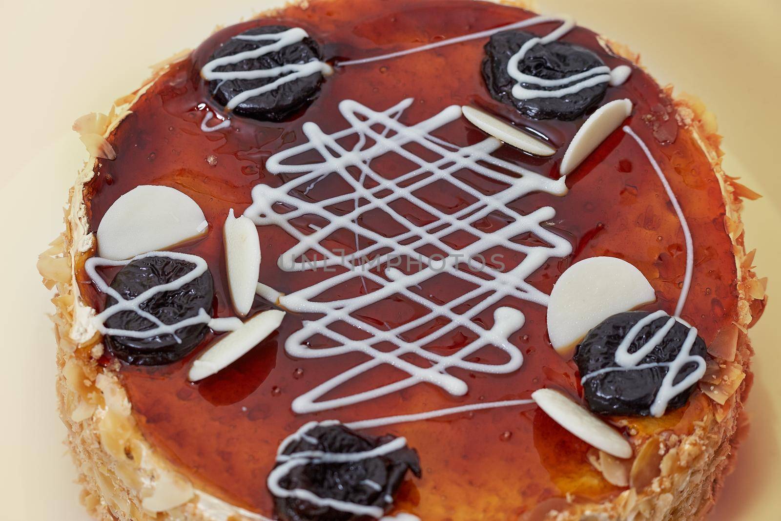 caramel chocolate cake with prunes