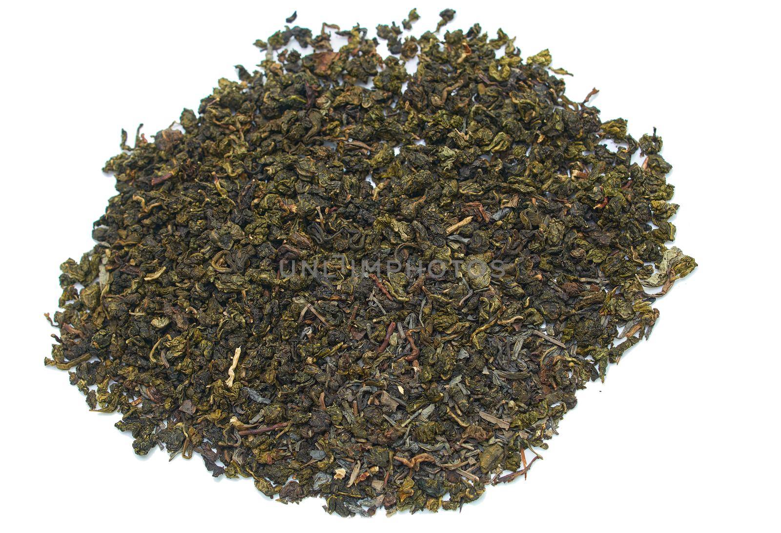Milk oolong tea isolated on white background and close-up