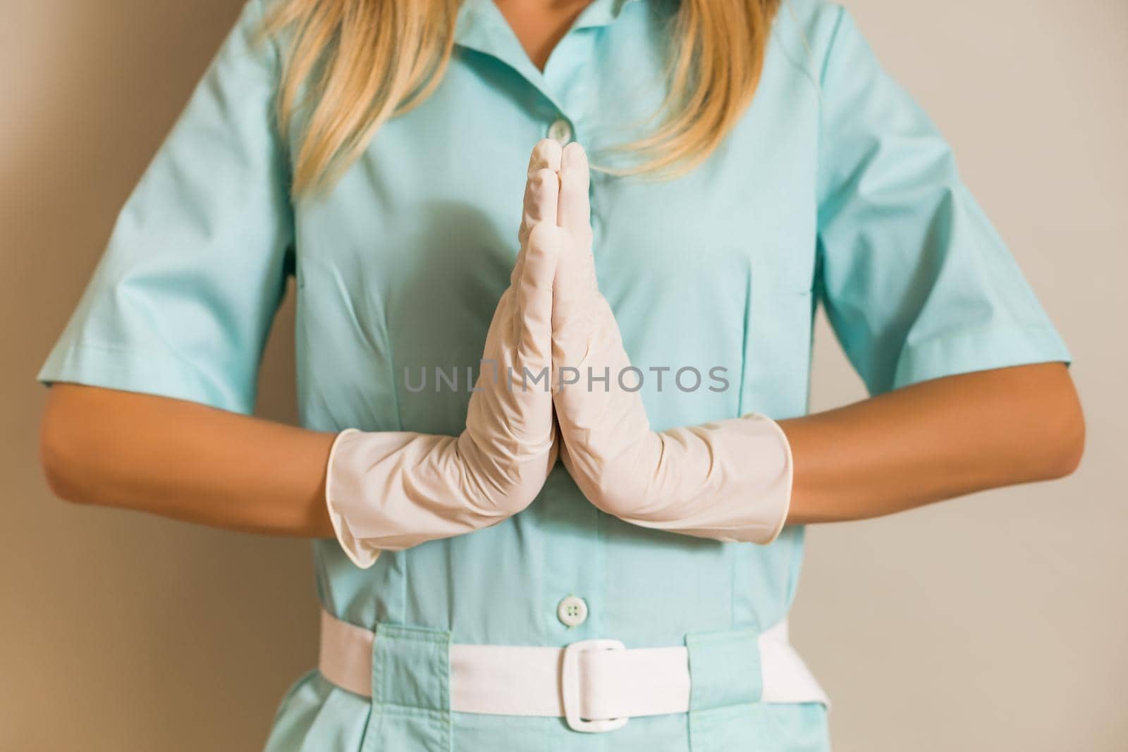 Image of medical nurse meditating.