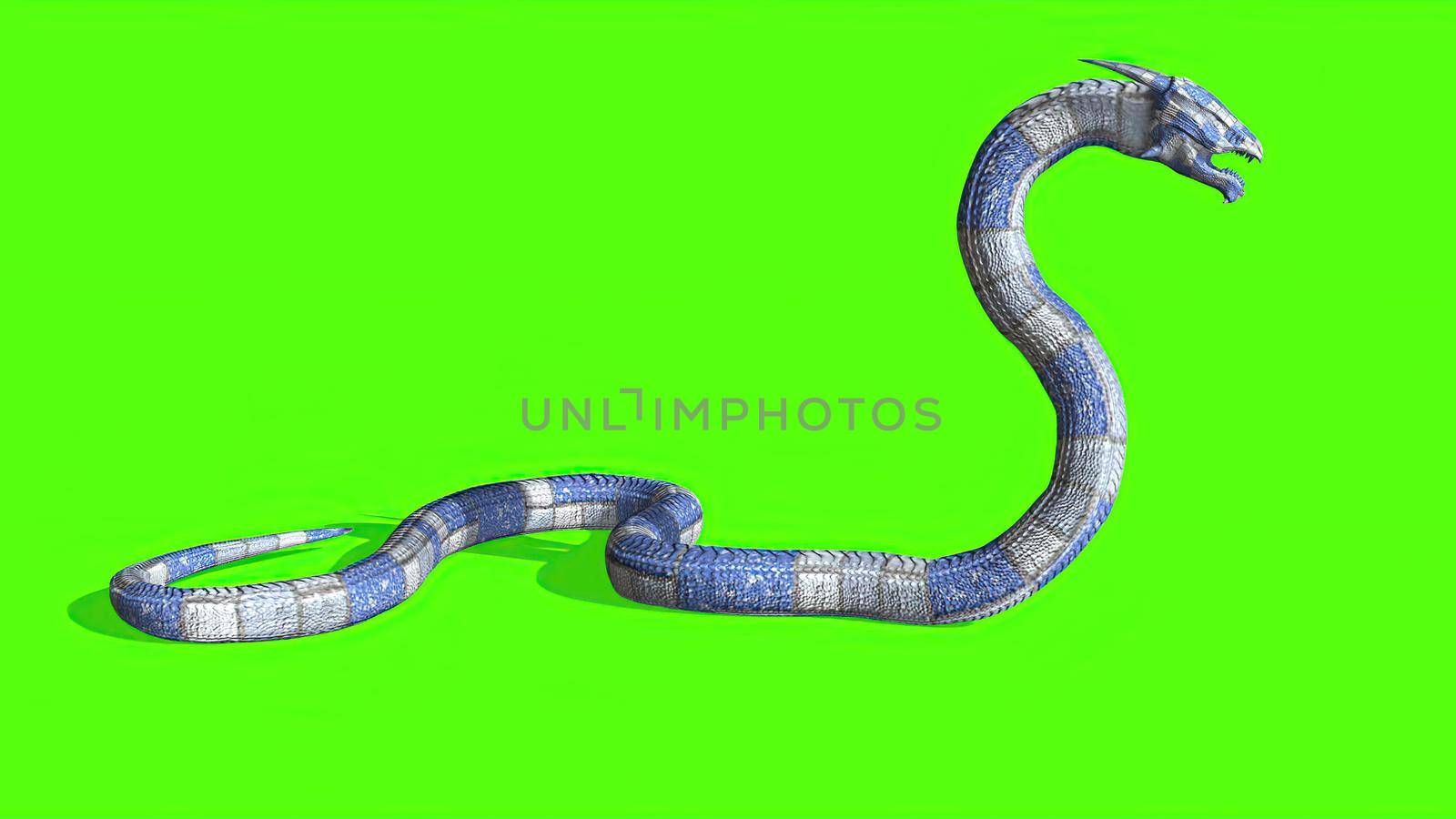 3d illustration - Snake on a Green Screen - background