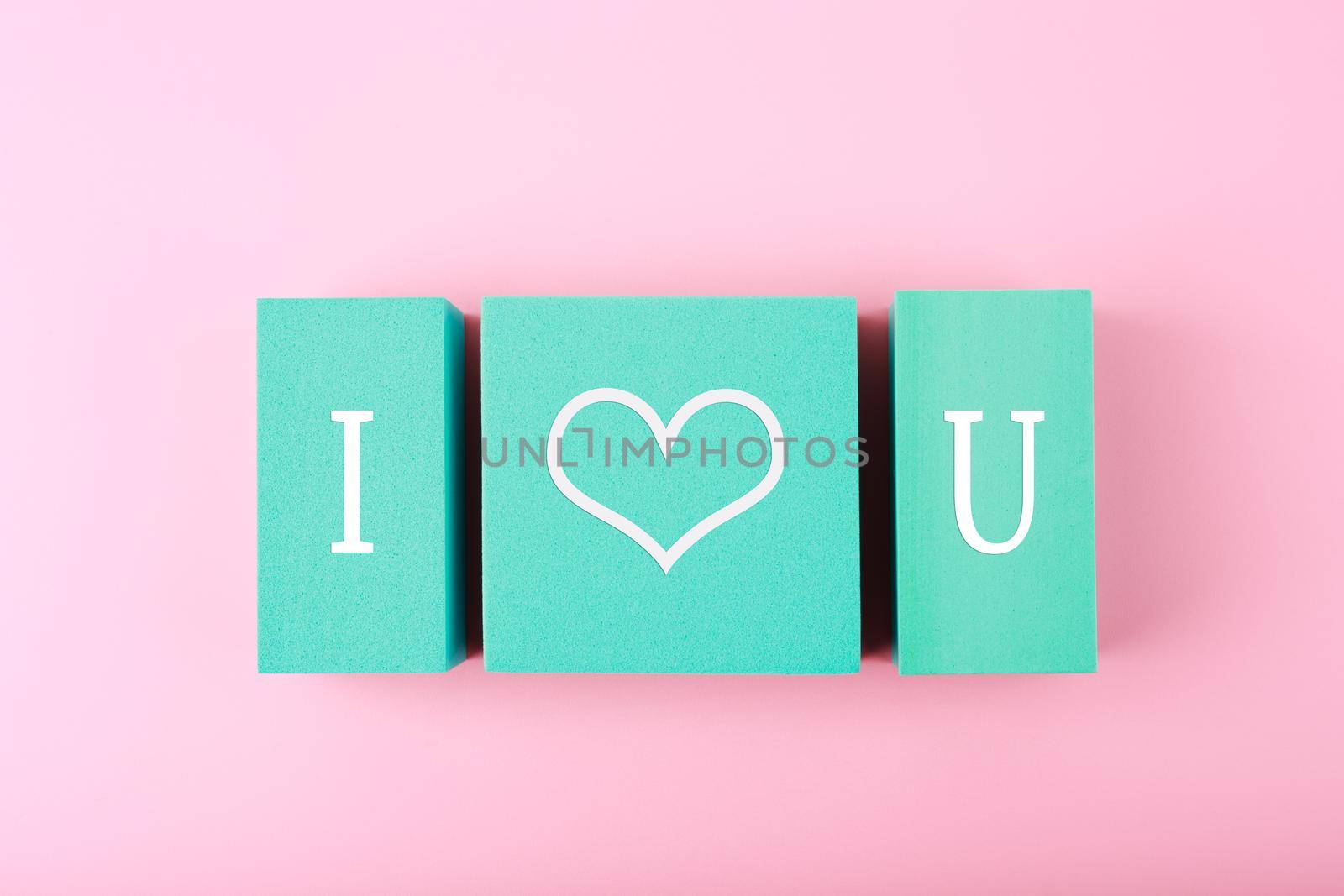 I love you creative minimal concept in pink colors. Template, banner, postcard or flyer for St. Valentine's day