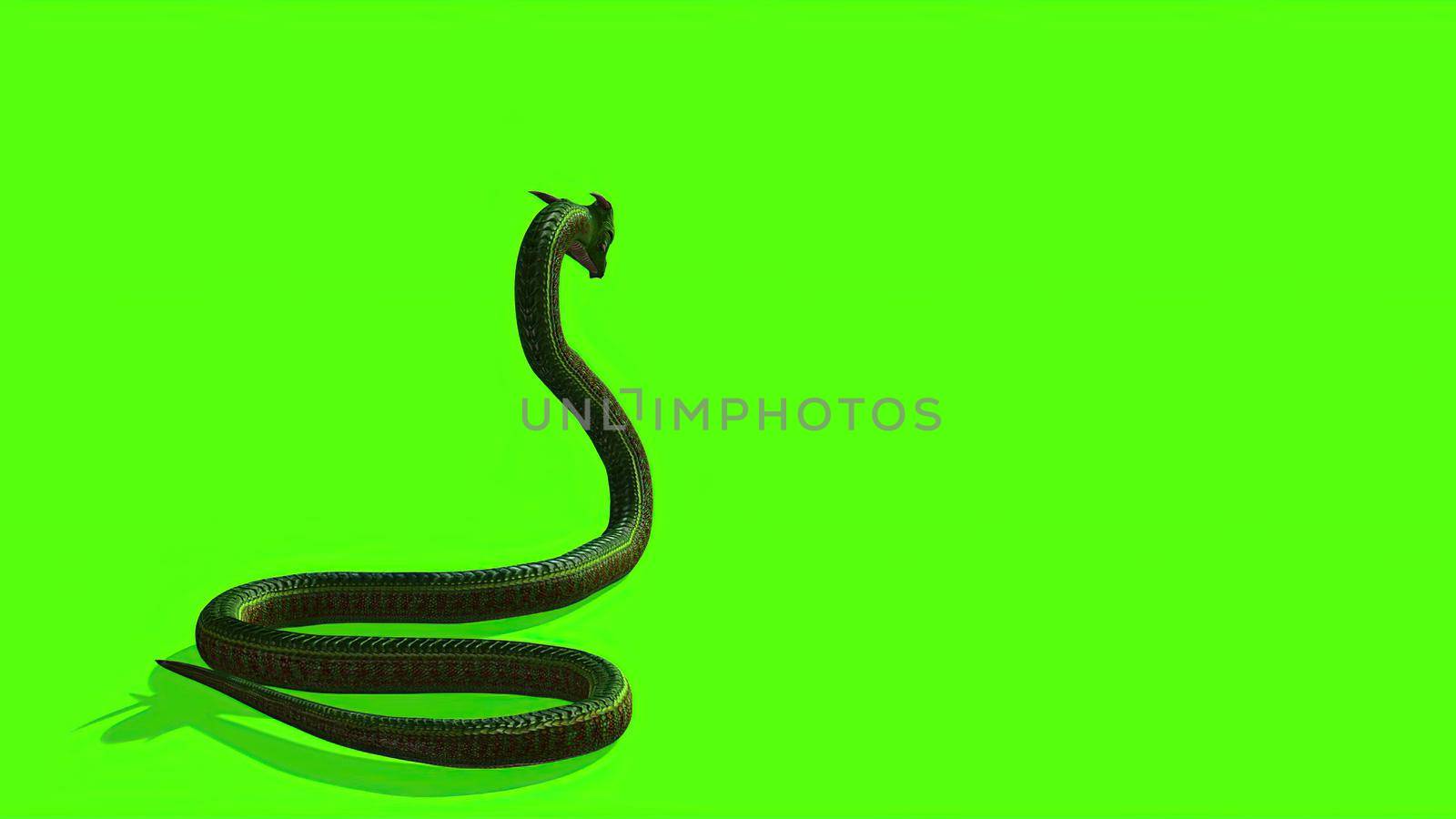 3d illustration - Snake on a Green Screen - background