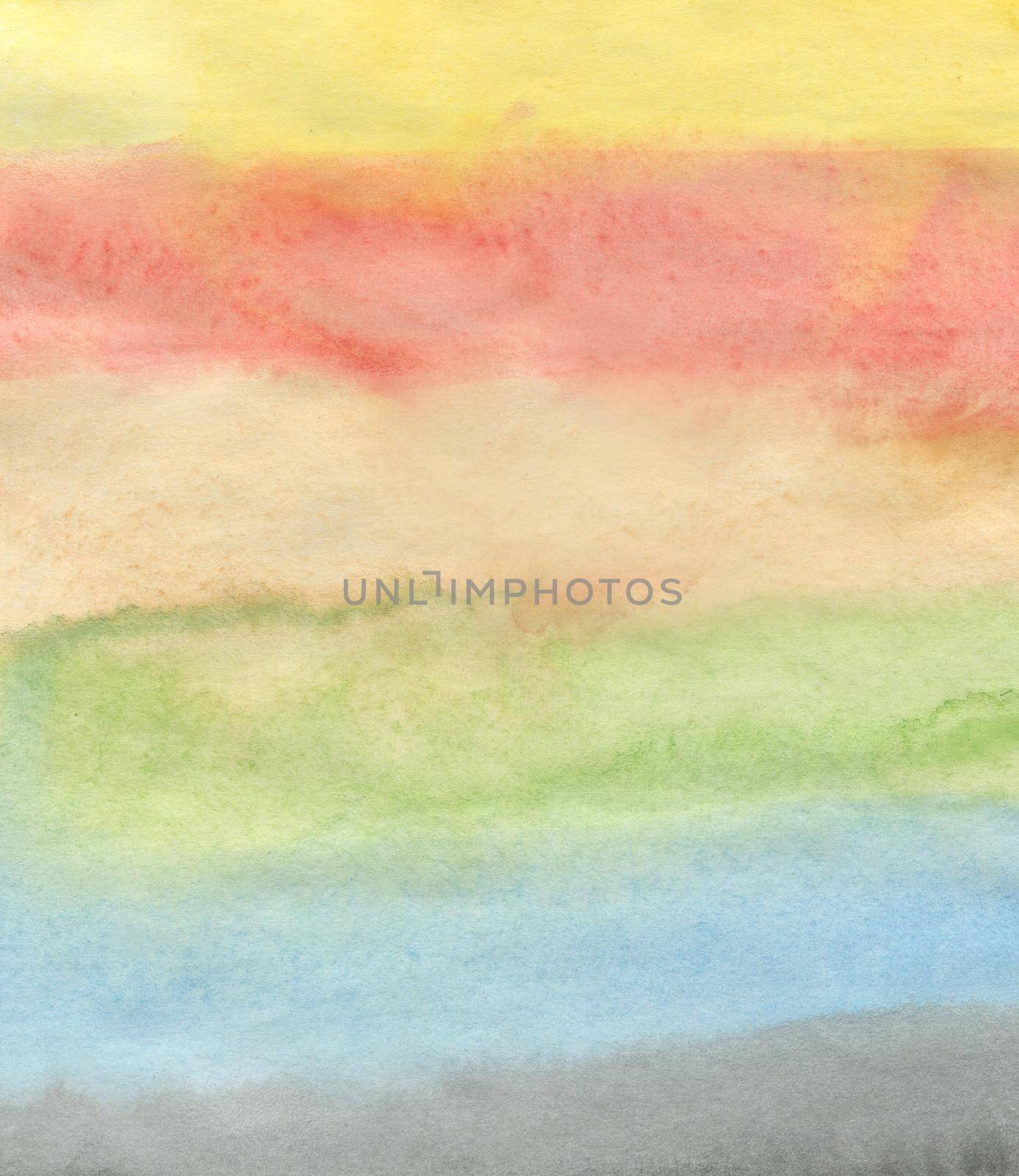 Light Nackdrop with Watercolor Colored Stripes. Hand Drawn Rainbow Background.