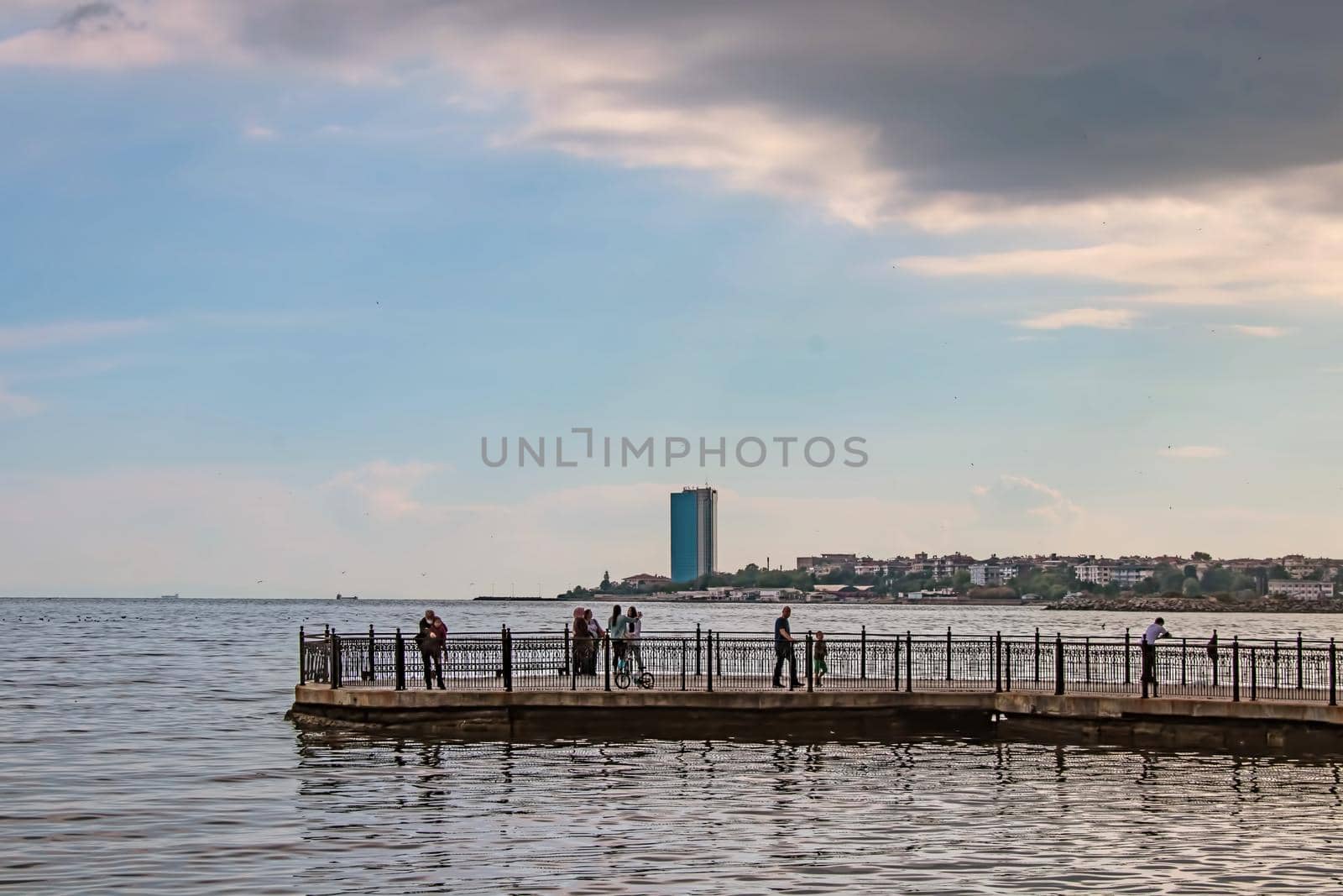 Atakoy,istanbul,Turkey-June 15,2021.City and building view from Baruthane Public Park between 5-star hotels and modern buildings in Atakoy,istanbul city.