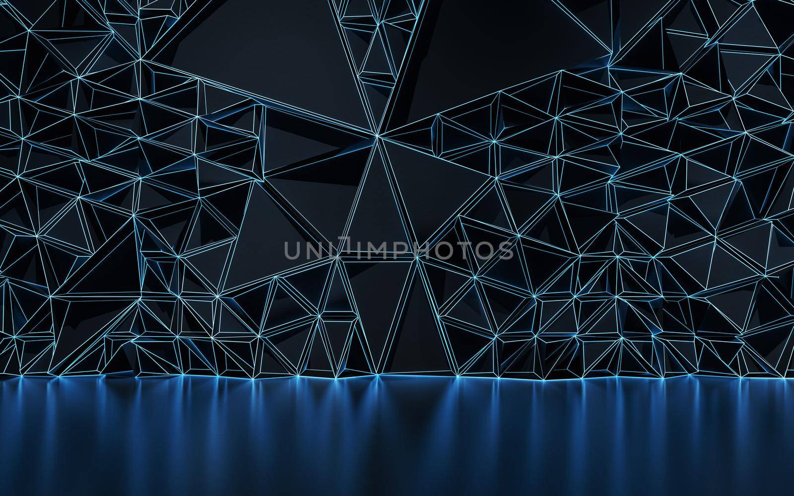 Empty room and neon with dark background, 3d rendering. Computer digital drawing.