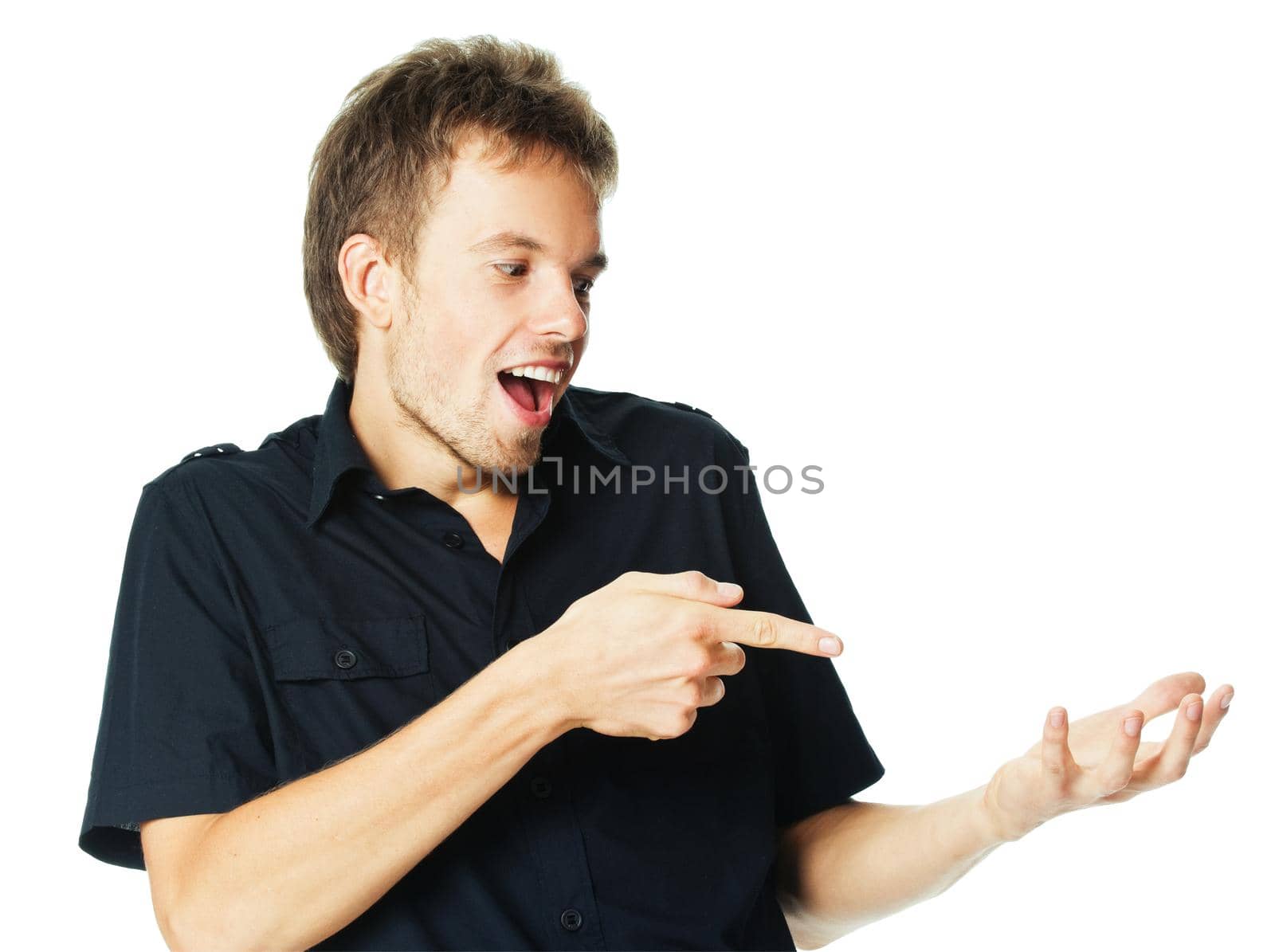 Young man standing isolated on white background