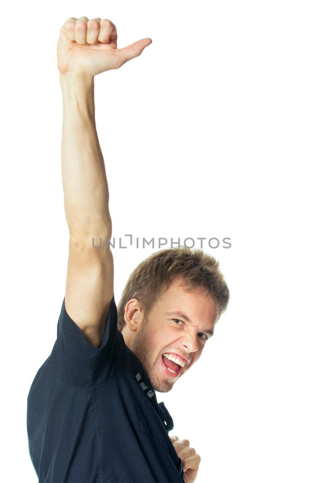 Young man standing isolated on white background