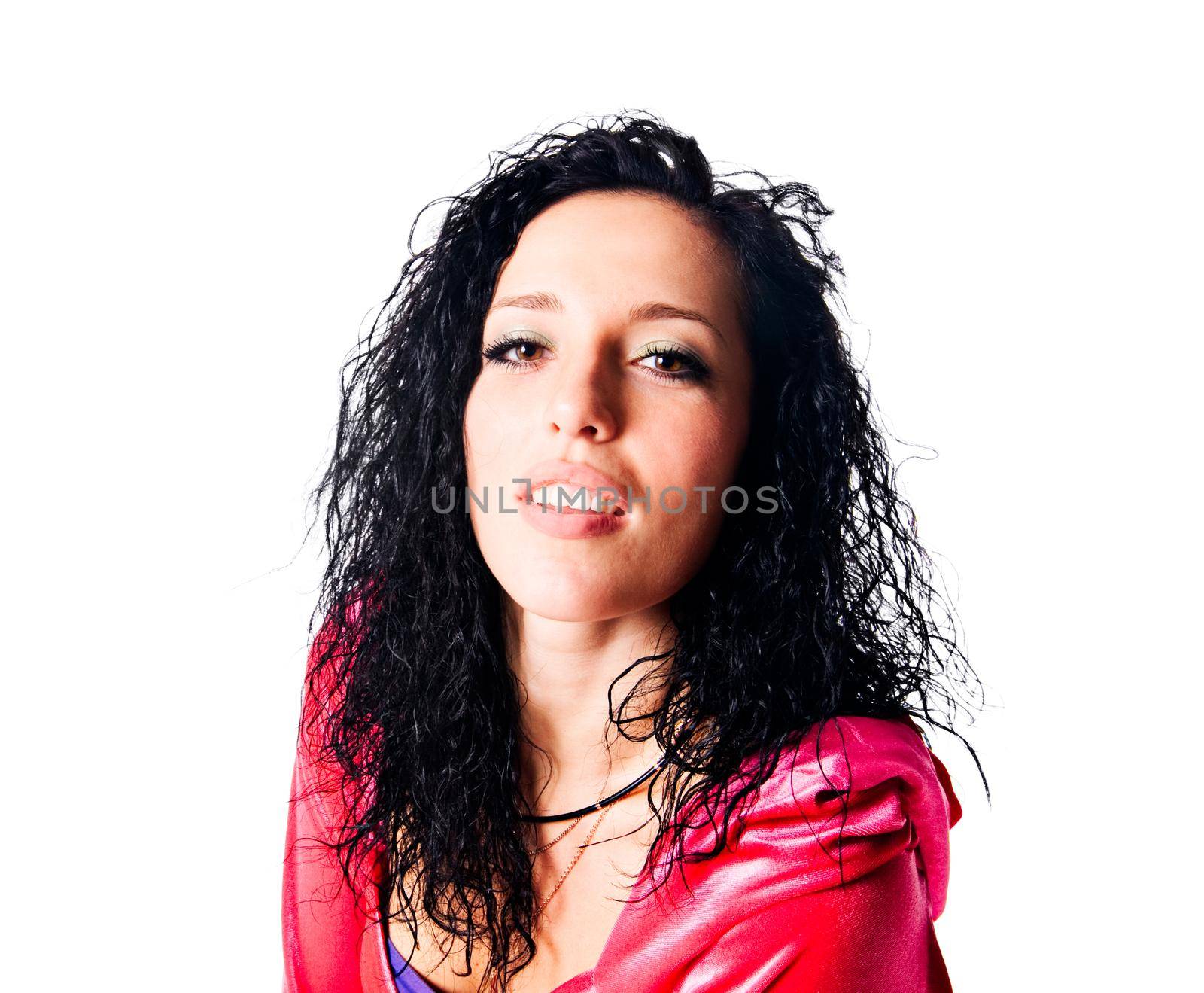 Beautiful ragga dancer isolated on white background