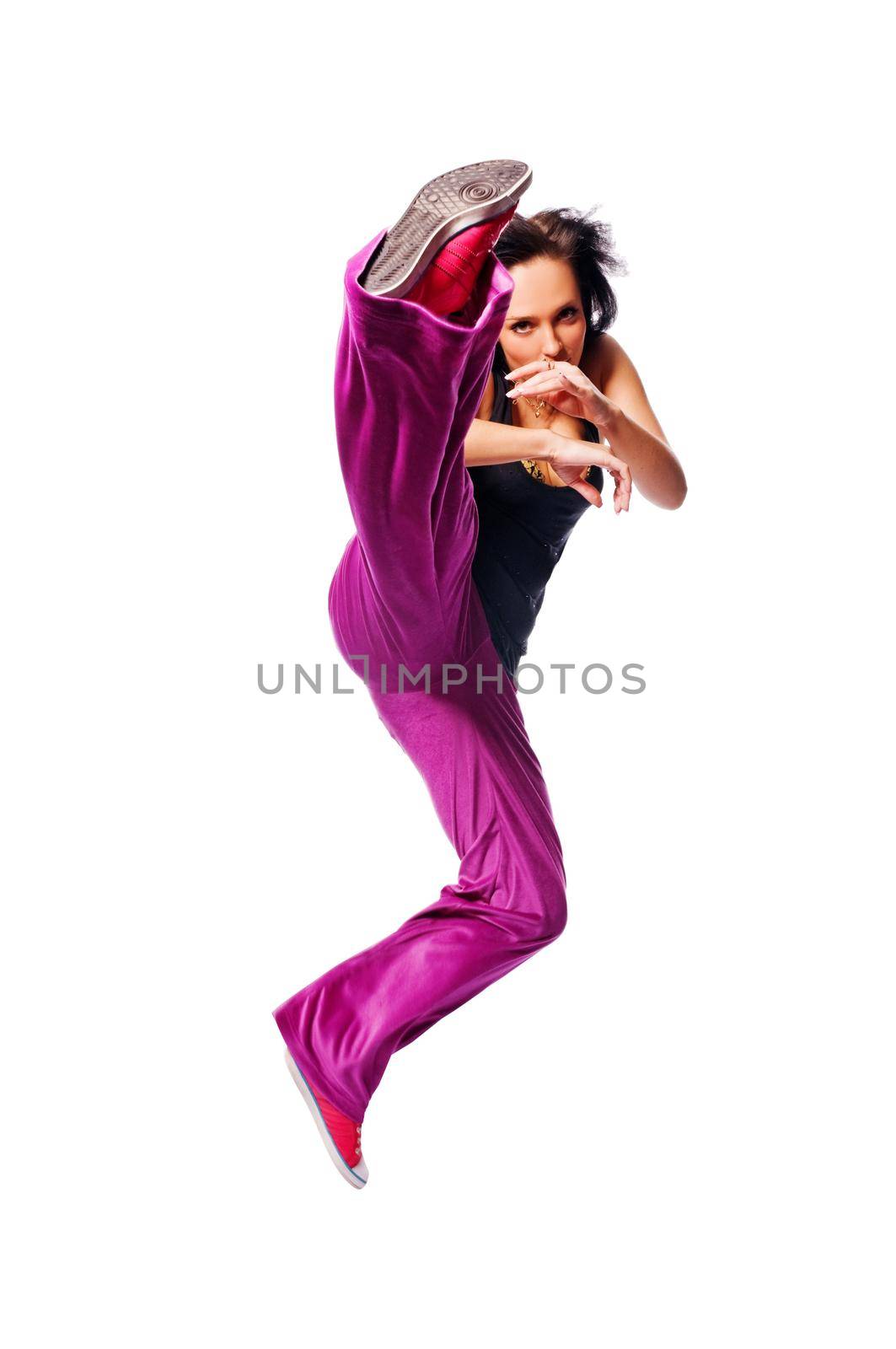 Beautiful dancer isolated on white background