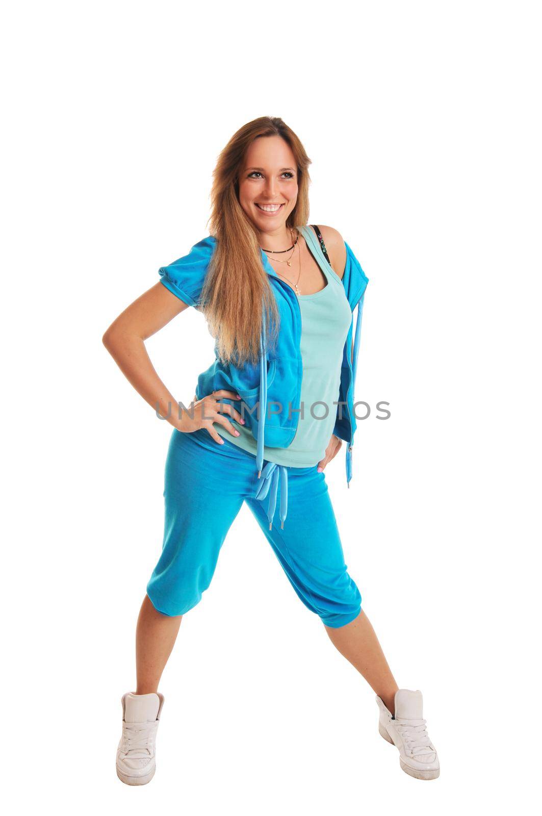 beautiful fitness girl isolated on white background