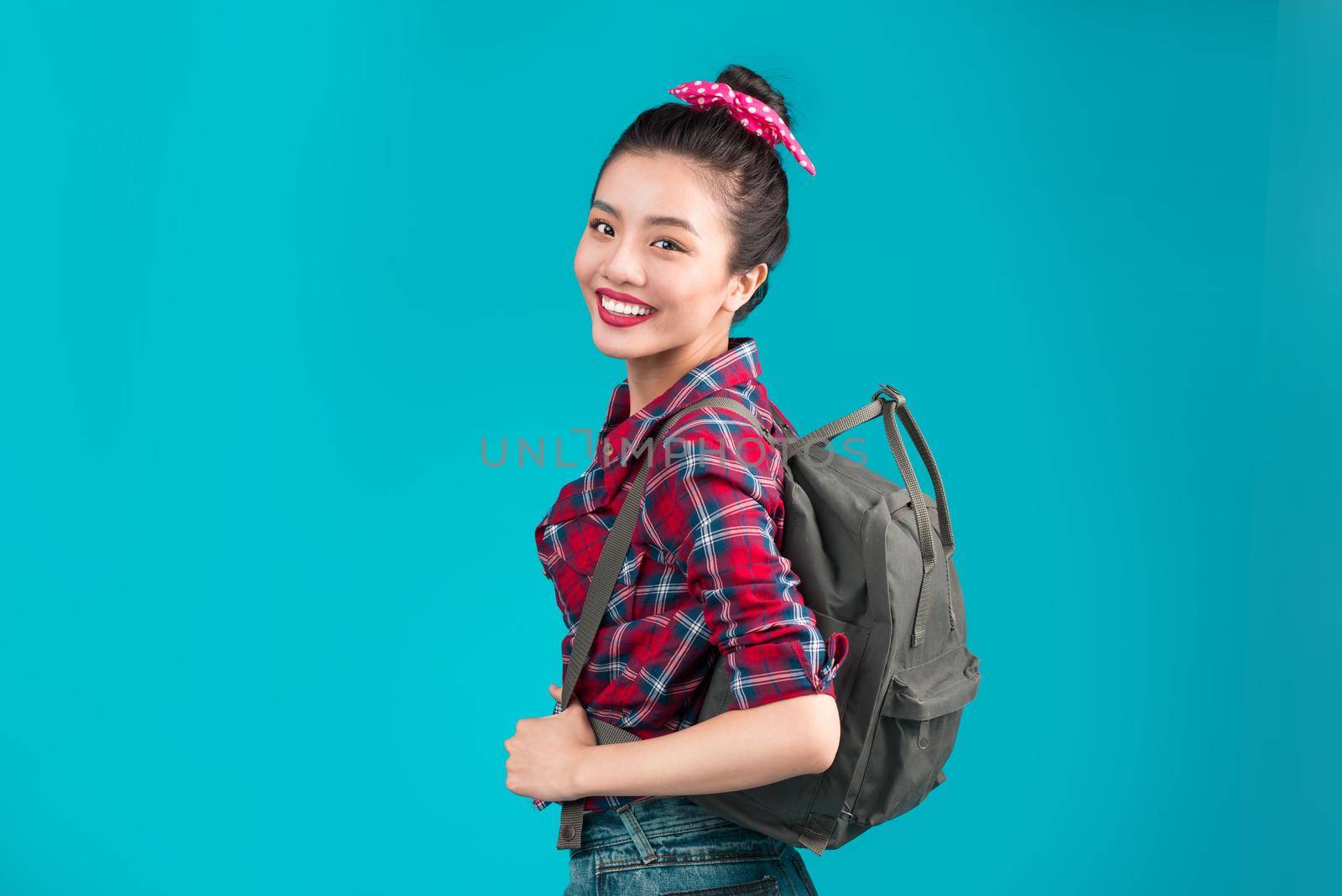 Portrait of trendy asian girl having fun style casual concept lifestyle urban fashion.