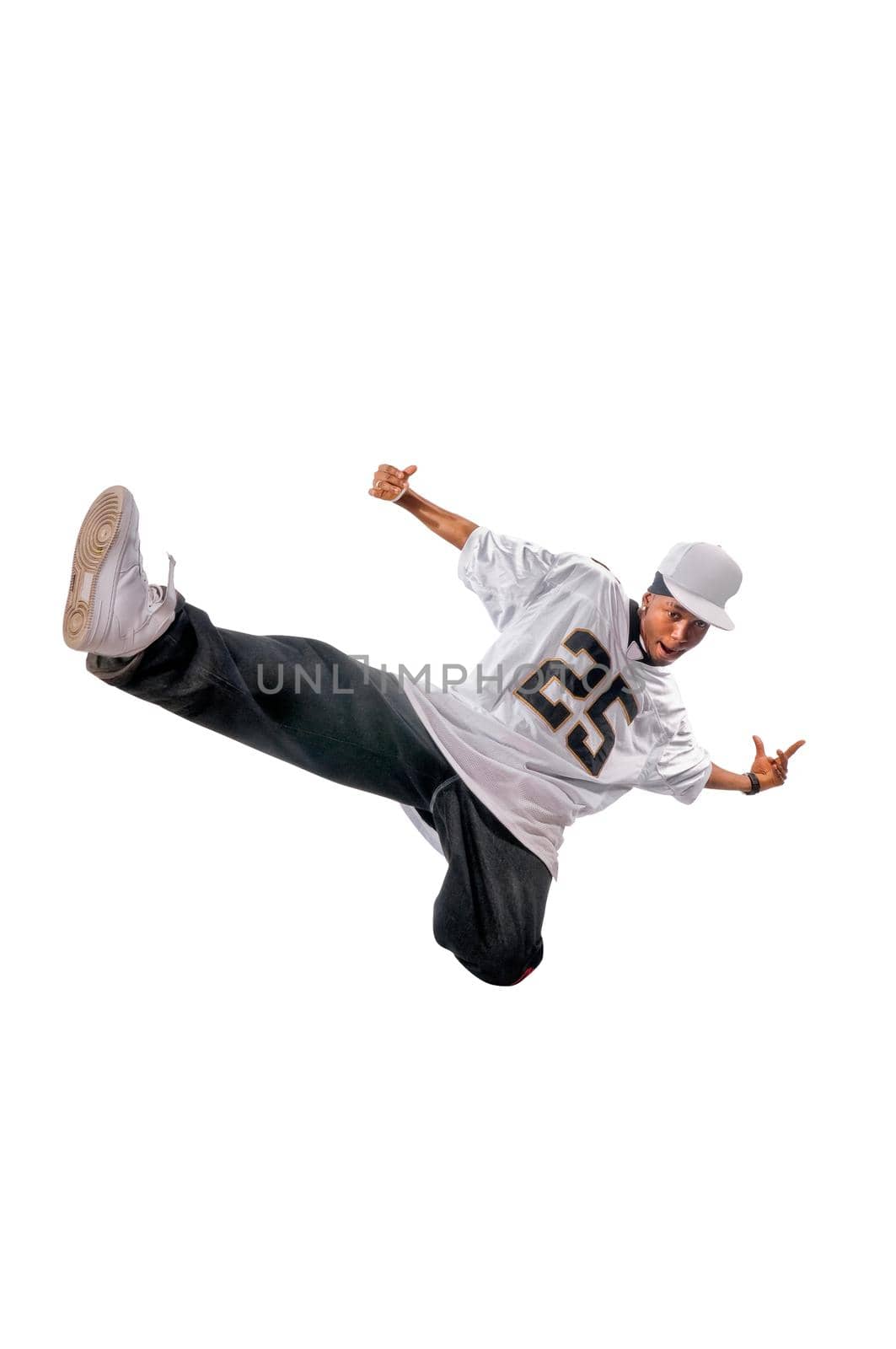 Cool young hip-hop dancer making a move