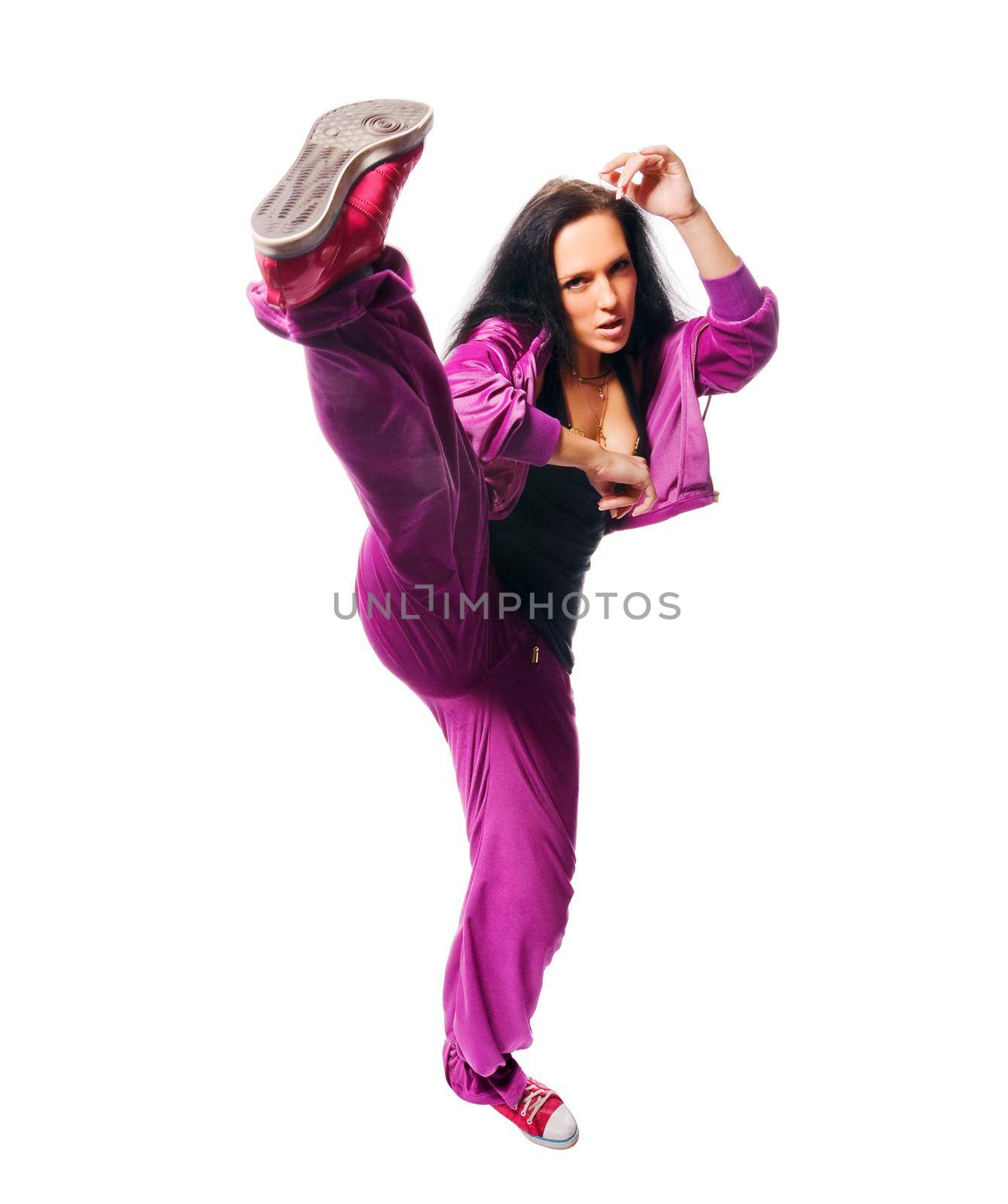 Beautiful dancer isolated on white
