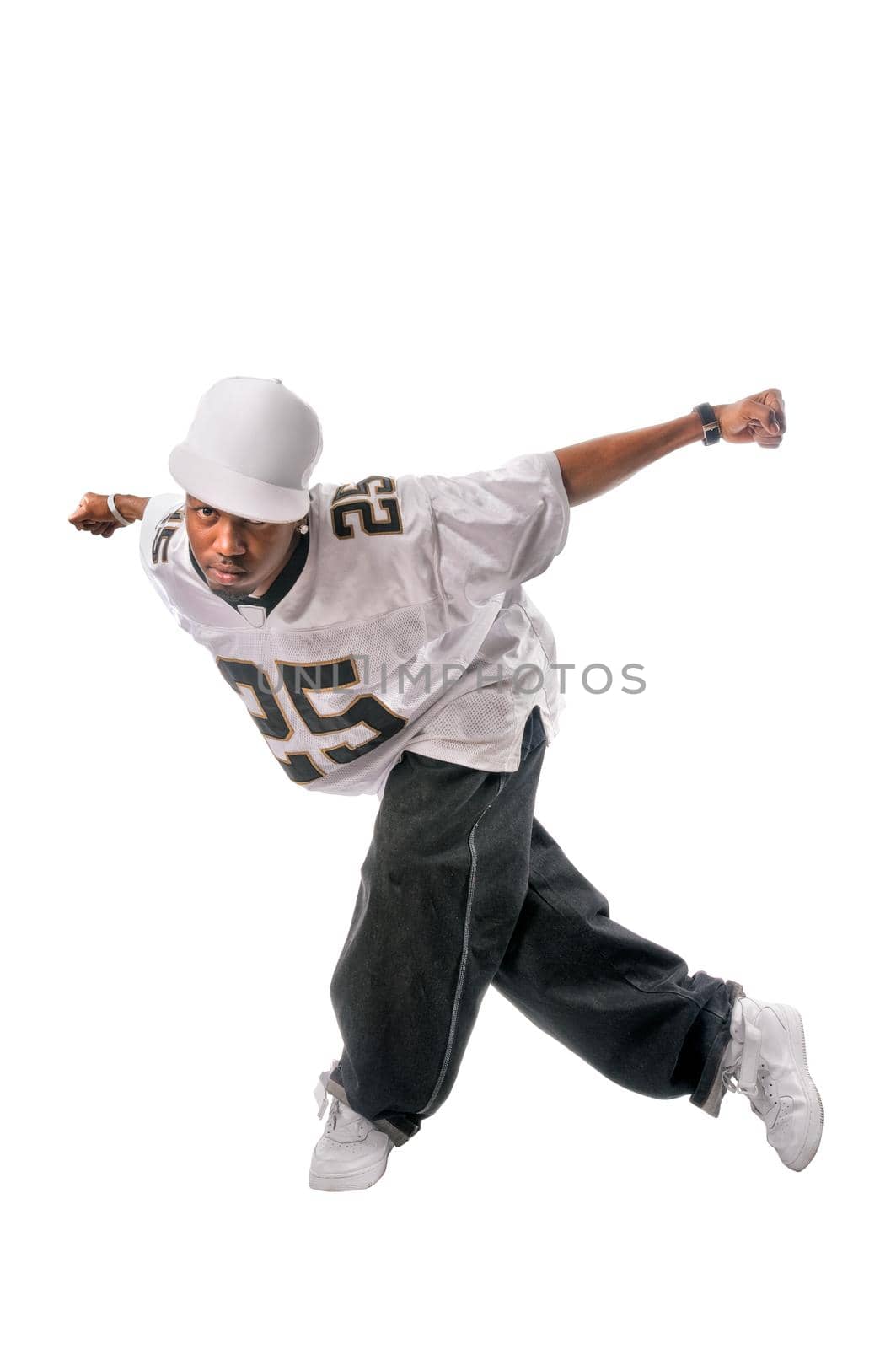 Cool young hip-hop dancer making a move