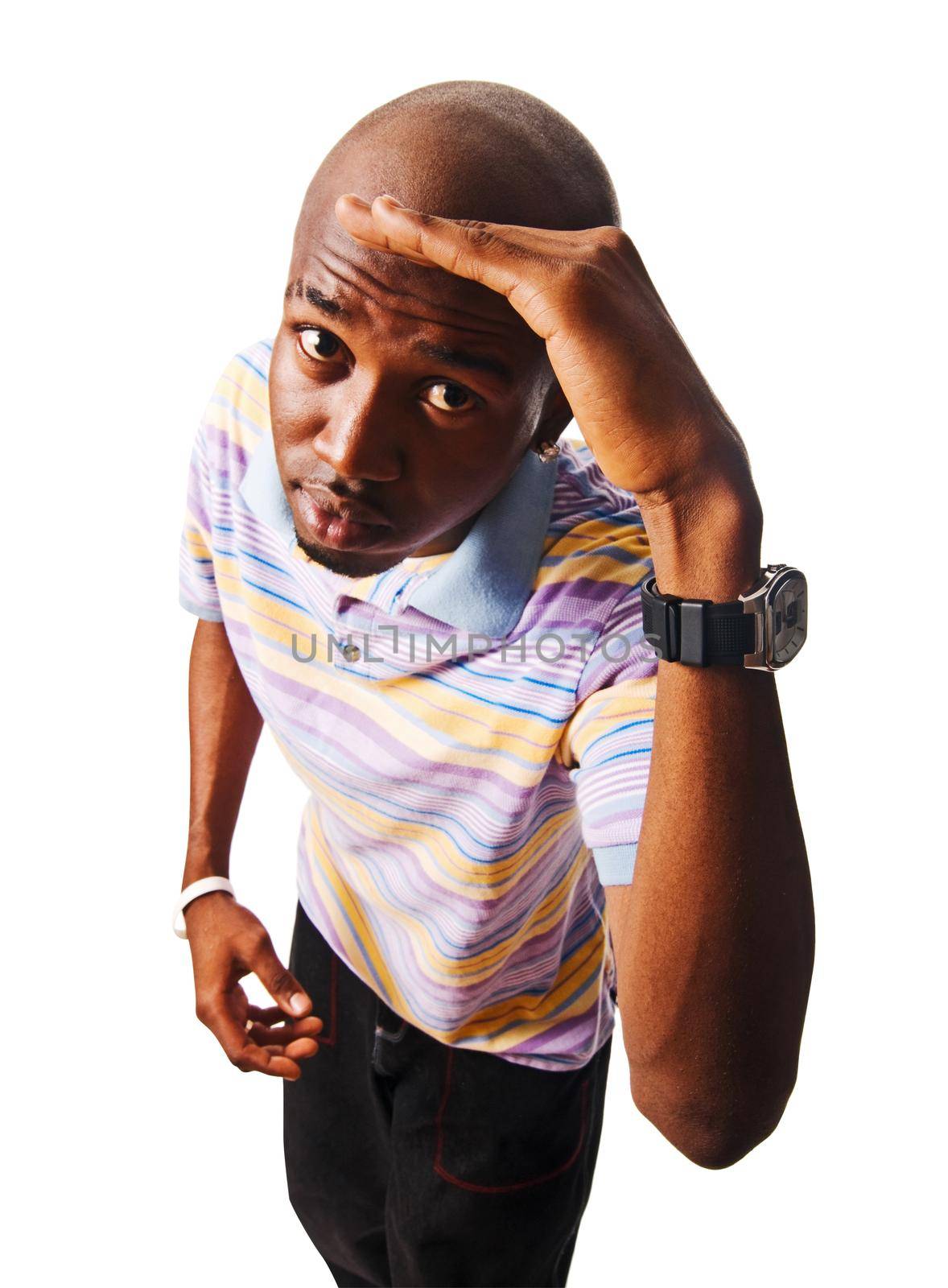 Cool hip-hop young man isolated on white