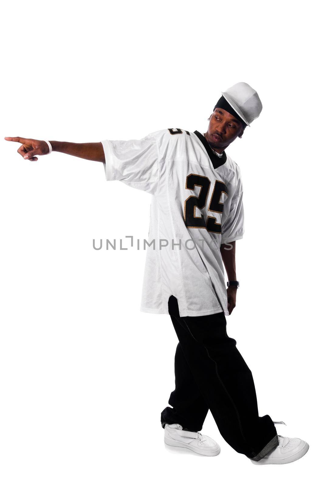 Cool young hip-hop dancer making a move
