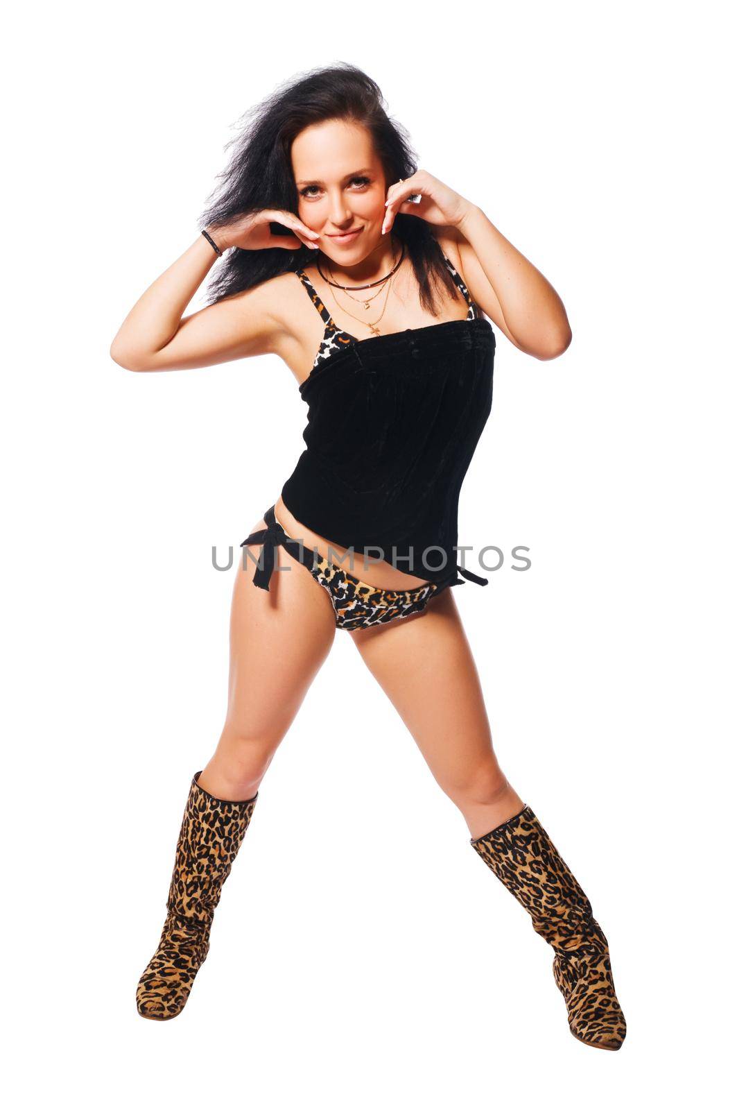 Beautiful dancer isolated on white background