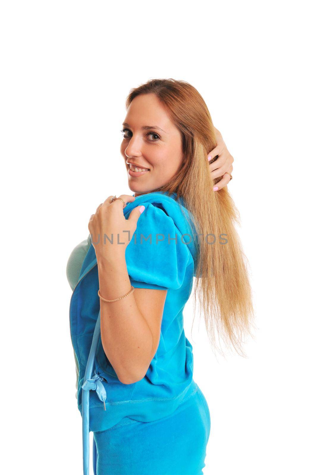 beautiful fitness girl isolated on white background