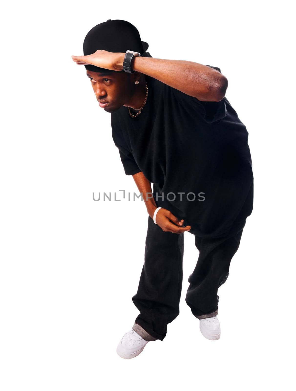 Cool young hip-hop male isolated on white background