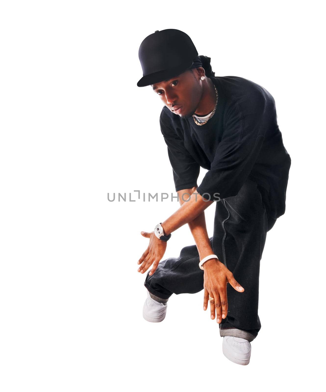Cool hip-hop youngster isolated on white background