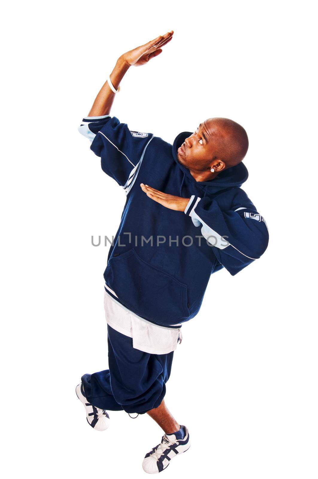 Cool hip-hop young man isolated on white