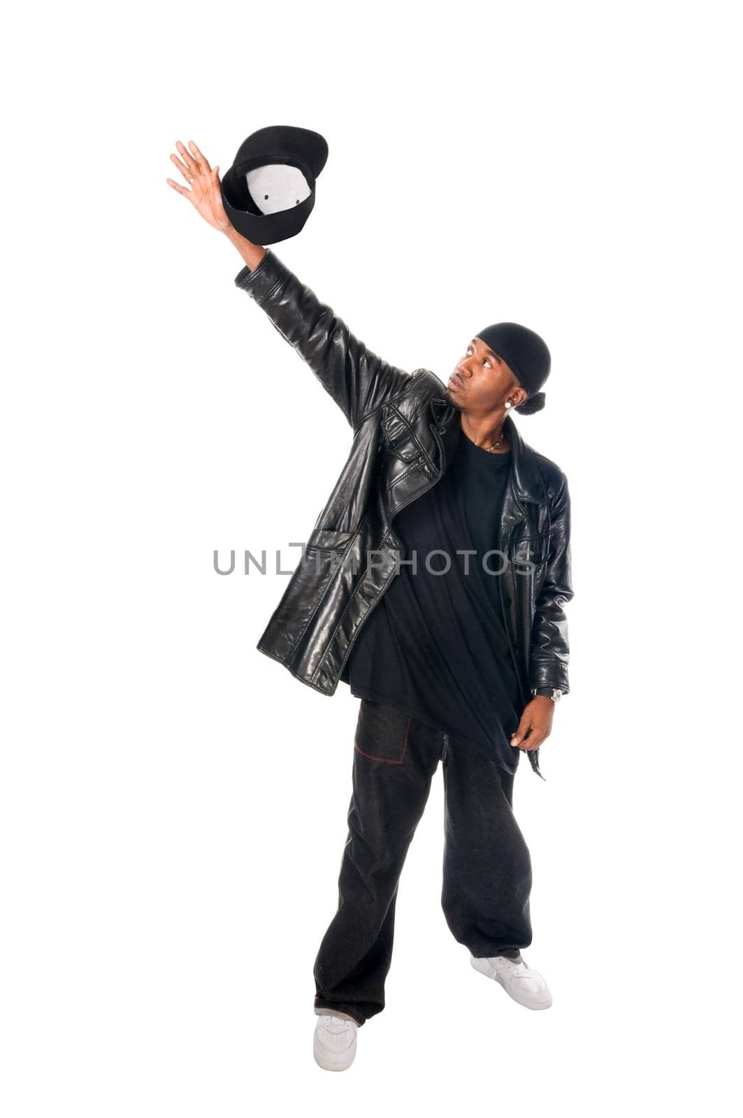 Cool hip-hop youngster isolated on white background
