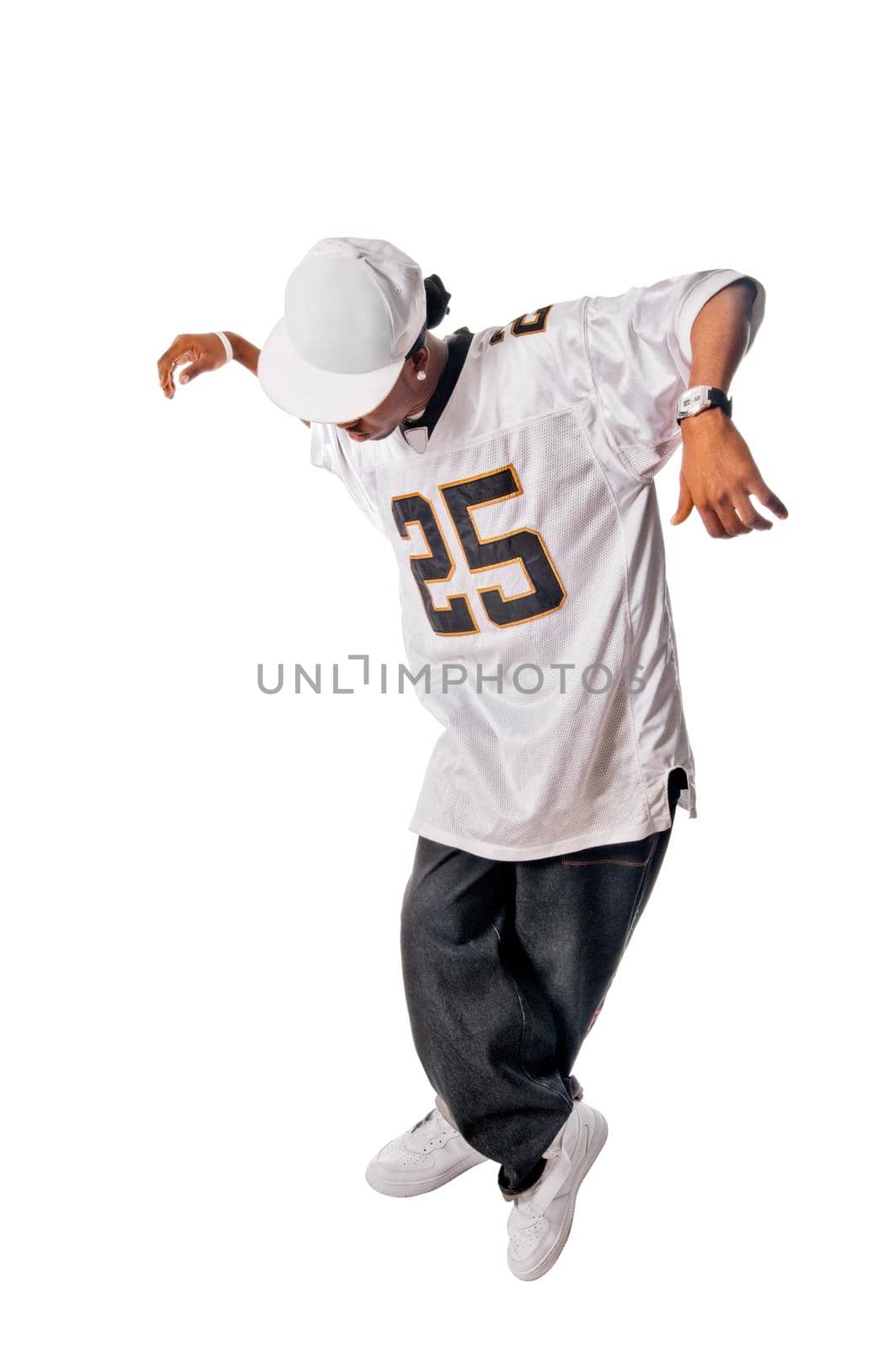 Cool young hip-hop dancer making a move