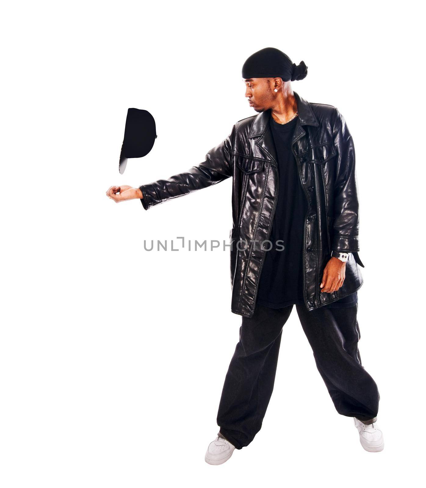 Cool hip-hop young man isolated on white