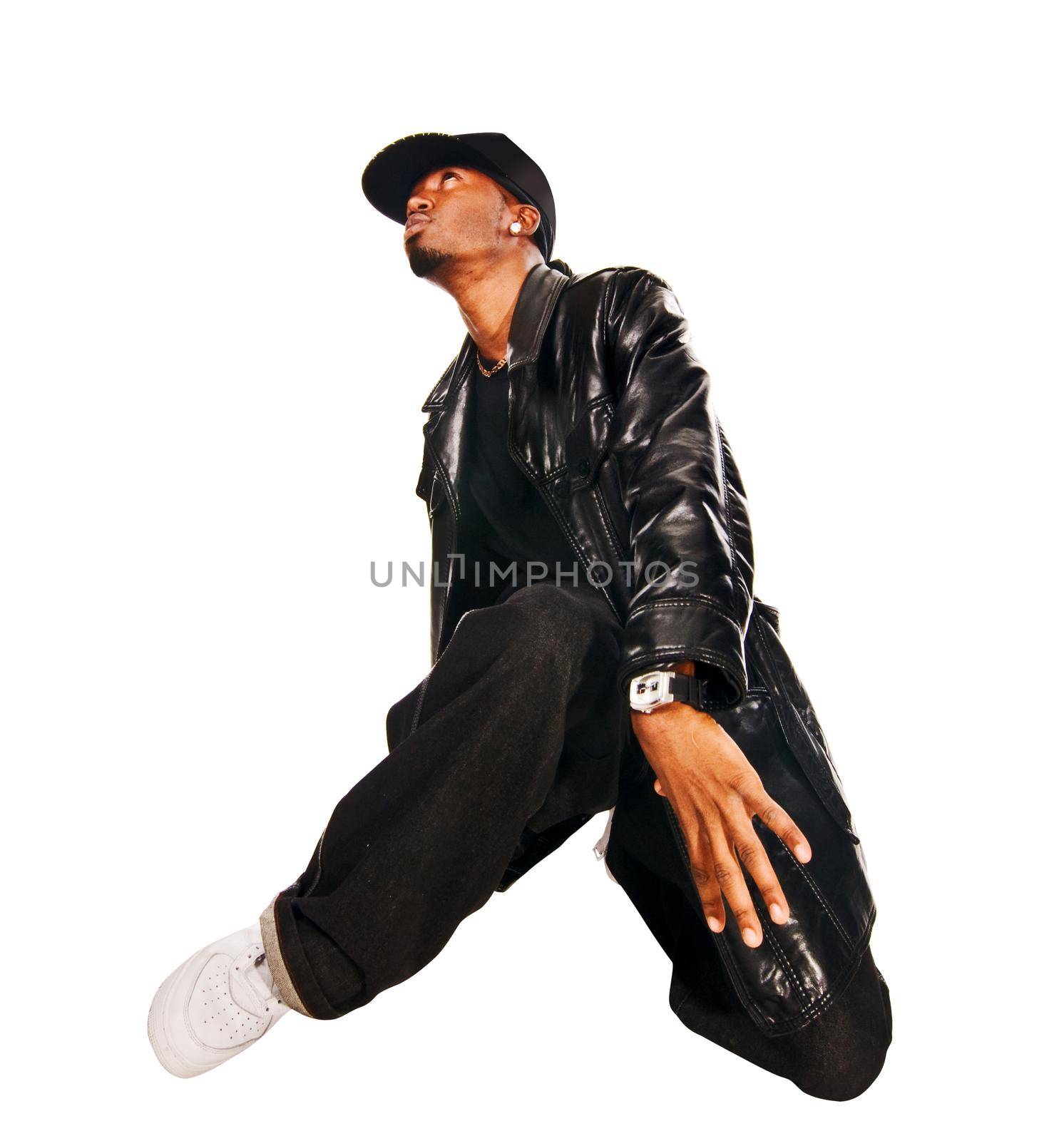 Cool hip-hop young man isolated on white