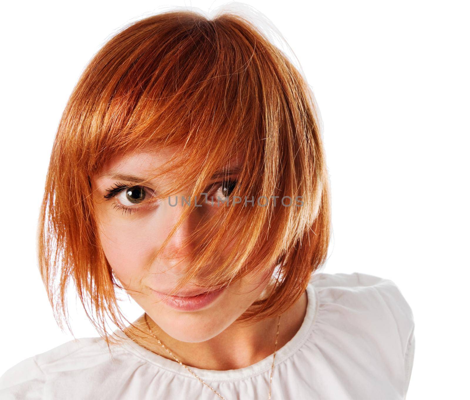 Beautiful young girl isolated on white background