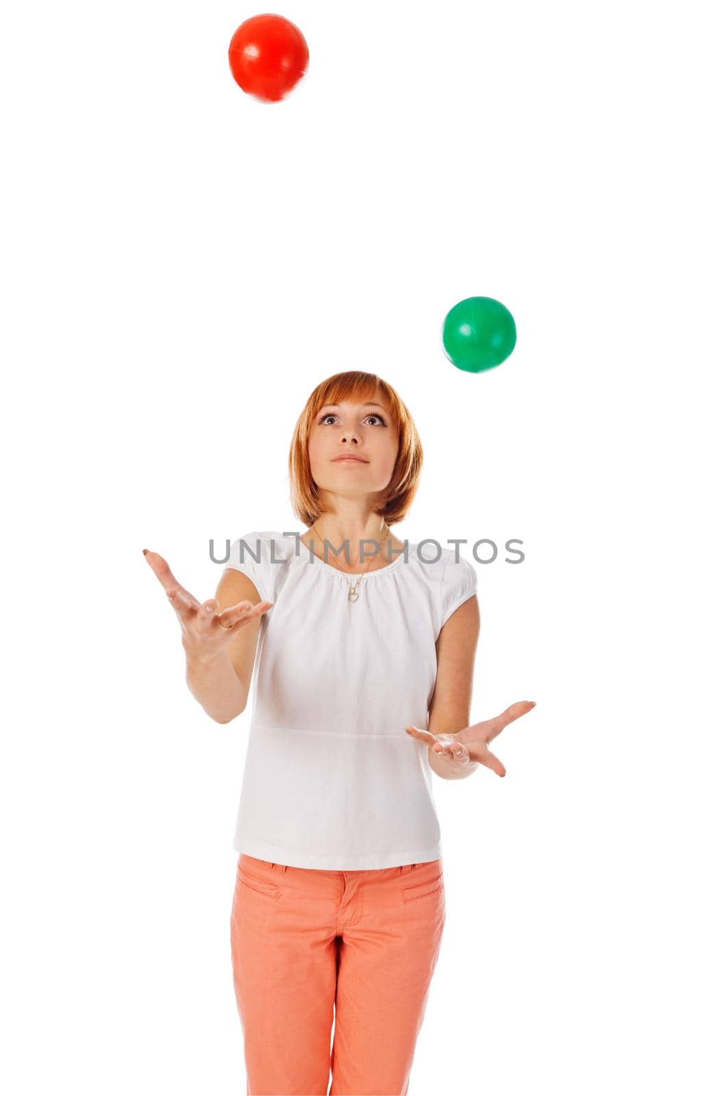 Beautiful young girl isolated on white background