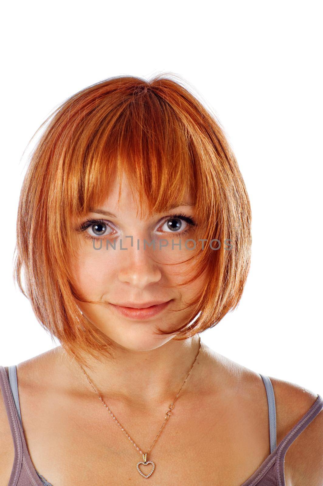 Beautiful young girl isolated on white background