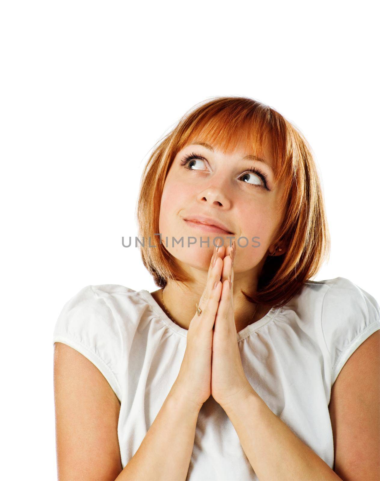 Beautiful young girl isolated on white background