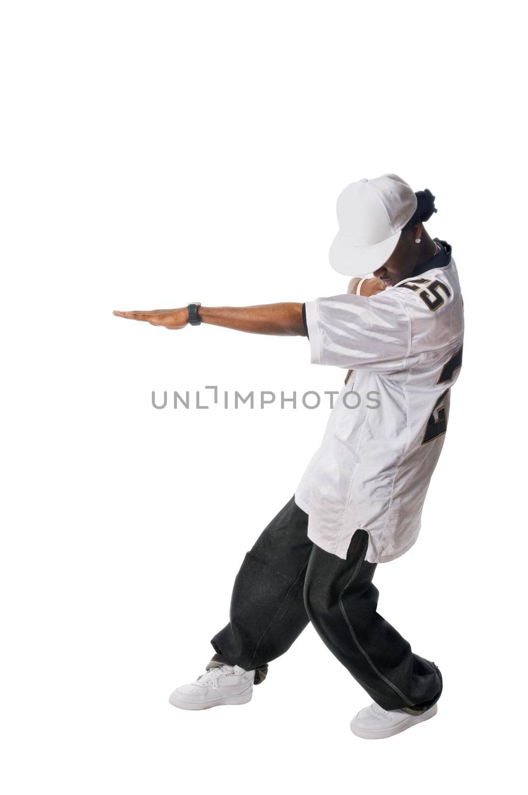 Cool young hip-hop dancer making a move