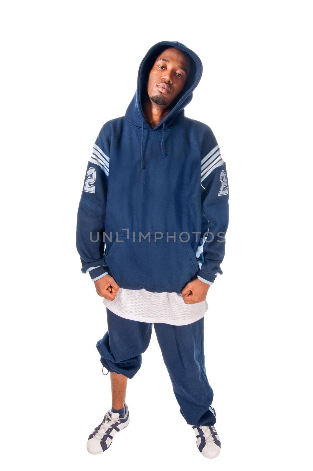Cool hip-hop youngster isolated on white background